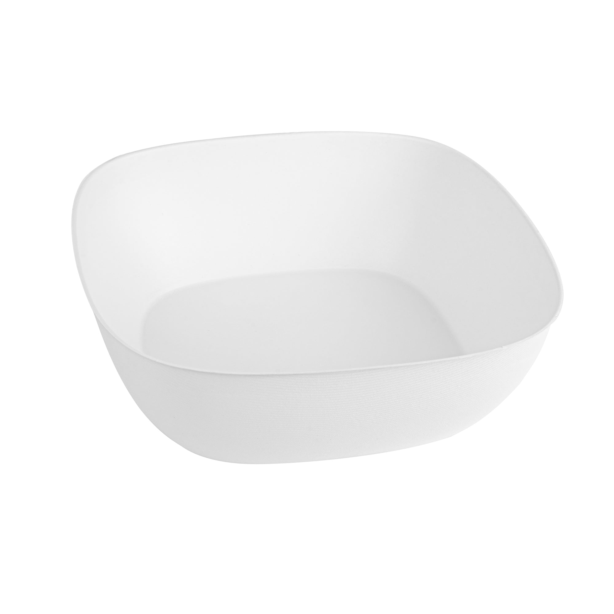 Pulp Safe Modular No PFAS Added 190 oz White Sugarcane / Bagasse Bowl - Home Compostable - 11 3/4" x 11 3/4" x 4" - 100 count box