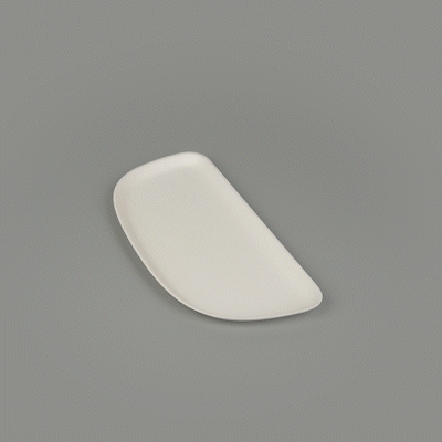 Pulp Safe Modular No PFAS Added White Sugarcane / Bagasse Plate - Home Compostable - 11 3/4" x 5 1/4" x 1/2" - 25 count box