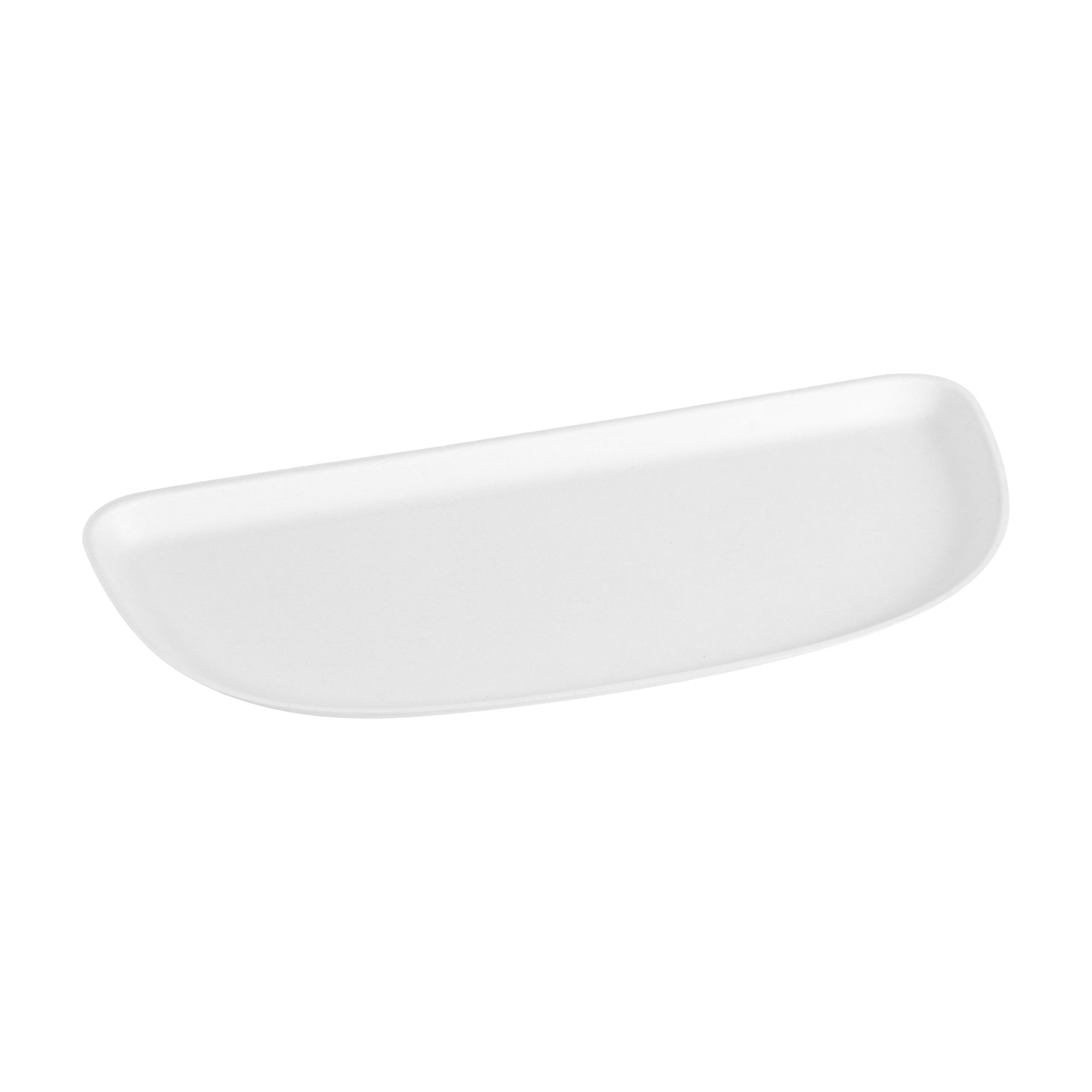 Pulp Safe Modular No PFAS Added White Sugarcane / Bagasse Plate - Home Compostable - 11 3/4" x 5 1/4" x 1/2" - 25 count box