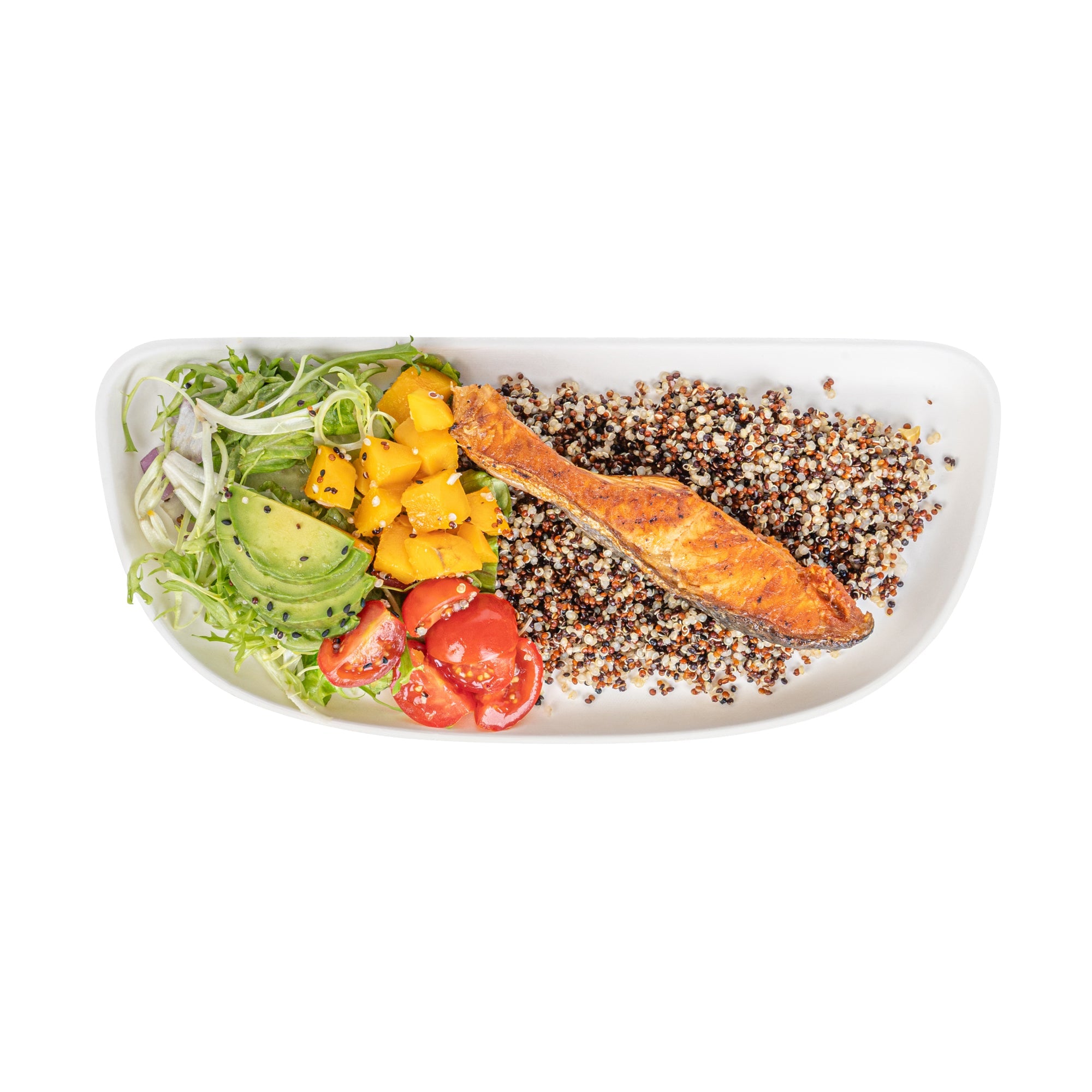 Pulp Safe Modular No PFAS Added White Sugarcane / Bagasse Plate - Home Compostable - 11 3/4" x 5 1/4" x 1/2" - 100 count box
