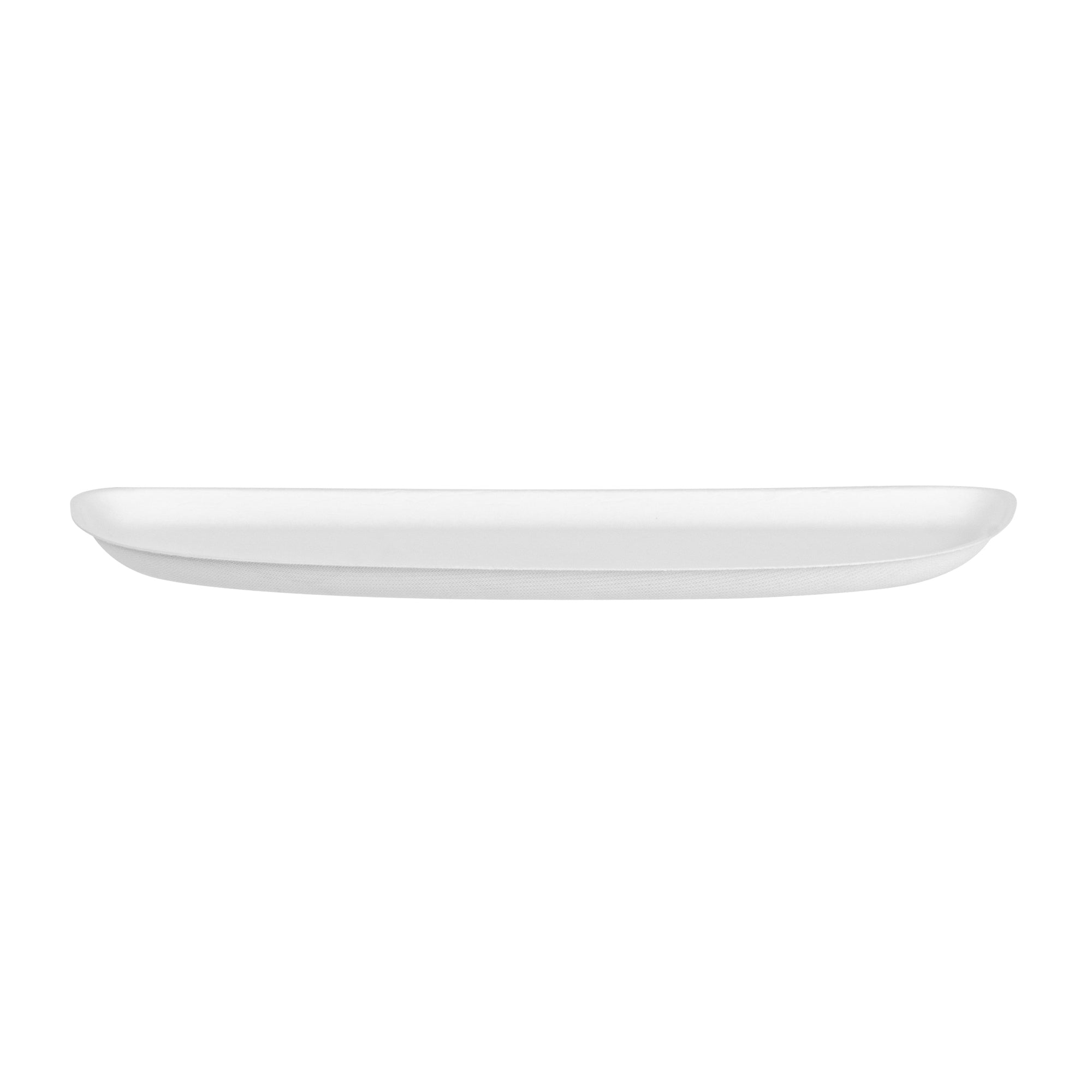 Pulp Safe Modular No PFAS Added White Sugarcane / Bagasse Plate - Home Compostable - 11 3/4" x 5 1/4" x 1/2" - 100 count box