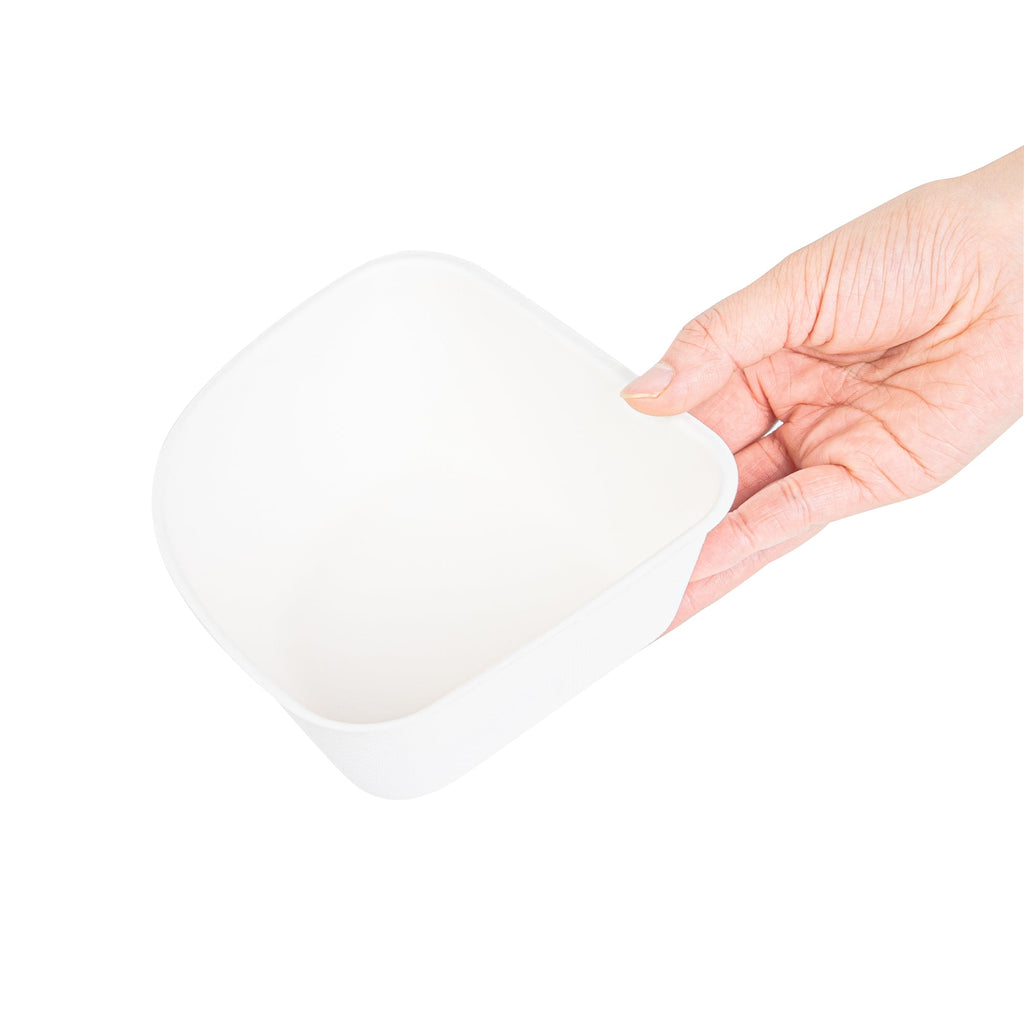 Pulp Safe Modular No PFAS Added 17 oz White Sugarcane / Bagasse Bowl - Home Compostable - 5 1/4" x 5 1/4" x 2 1/4" - 100 count box