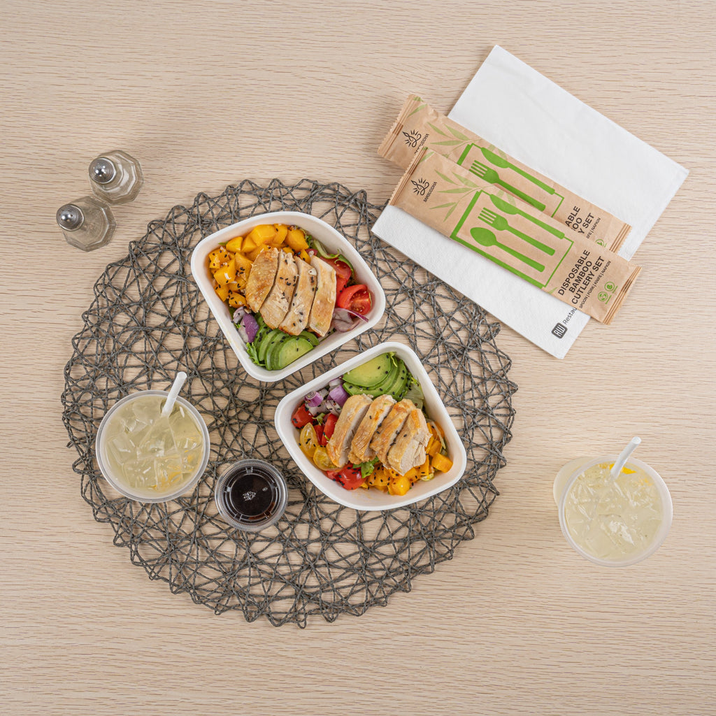 Pulp Safe Modular No PFAS Added 17 oz White Sugarcane / Bagasse Bowl - Home Compostable - 5 1/4" x 5 1/4" x 2 1/4" - 100 count box