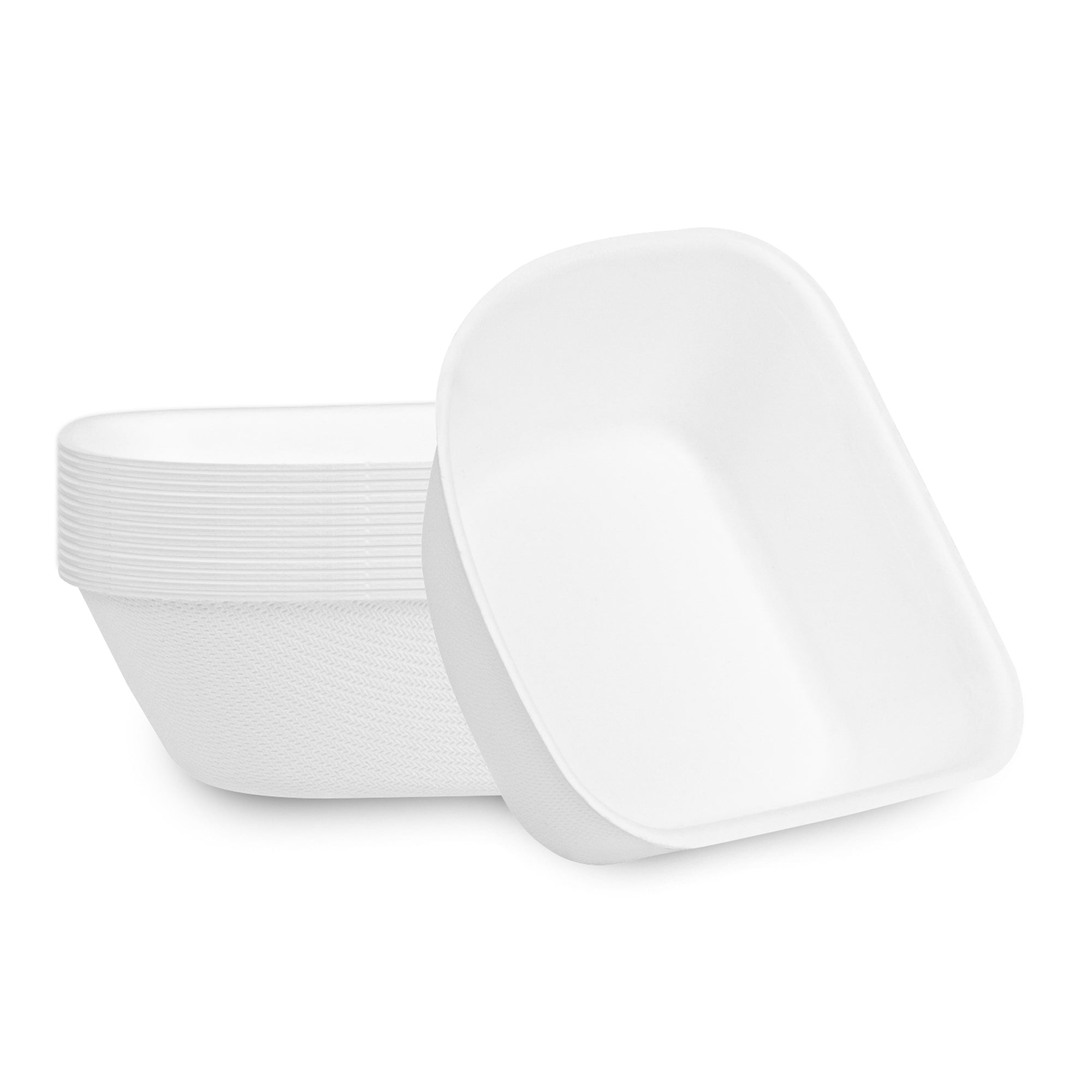 Pulp Safe Modular No PFAS Added 7 oz White Sugarcane / Bagasse Bowl - Home Compostable - 4" x 4" x 1 1/4" - 25 count box