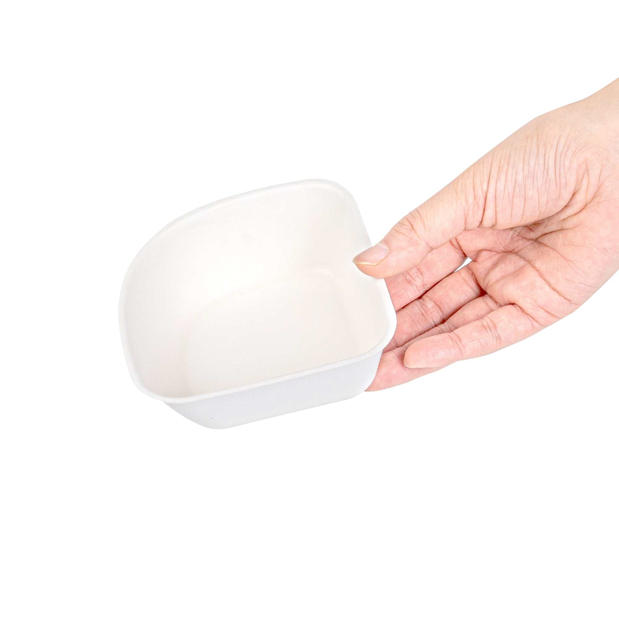 Pulp Safe Modular No PFAS Added 7 oz White Sugarcane / Bagasse Bowl - Home Compostable - 4" x 4" x 1 1/4" - 25 count box