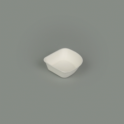 Pulp Safe Modular No PFAS Added 7 oz White Sugarcane / Bagasse Bowl - Home Compostable - 4" x 4" x 1 1/4" - 25 count box