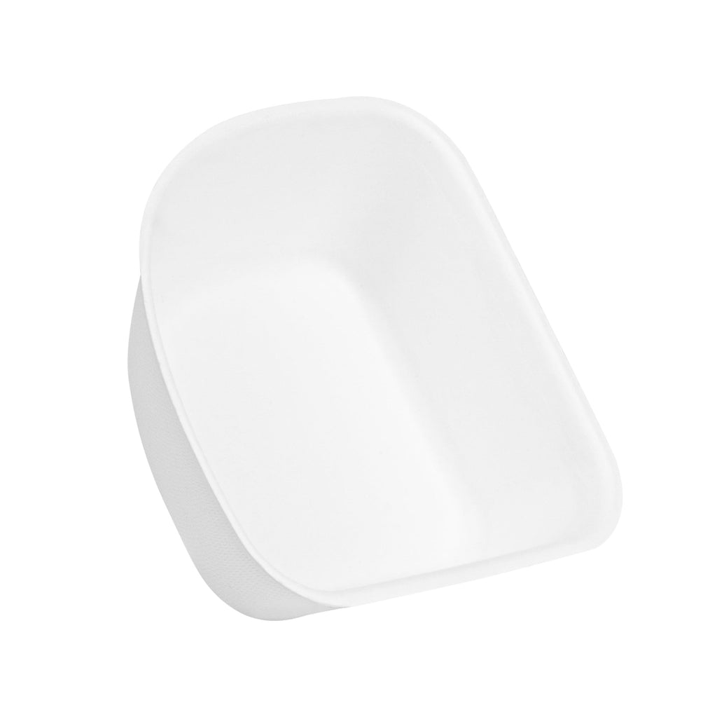 Pulp Safe Modular No PFAS Added 7 oz White Sugarcane / Bagasse Bowl - Home Compostable - 4" x 4" x 1 1/4" - 25 count box