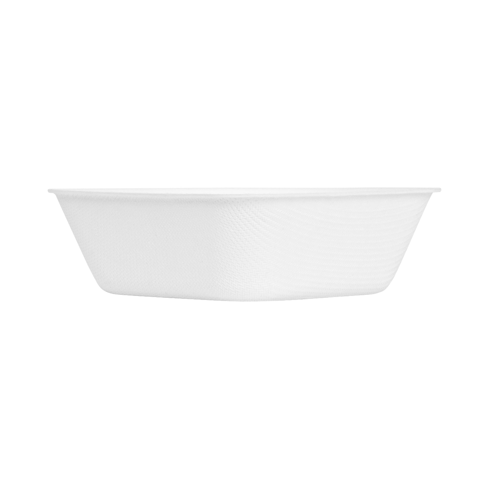 Pulp Safe Modular No PFAS Added 7 oz White Sugarcane / Bagasse Bowl - Home Compostable - 4" x 4" x 1 1/4" - 25 count box