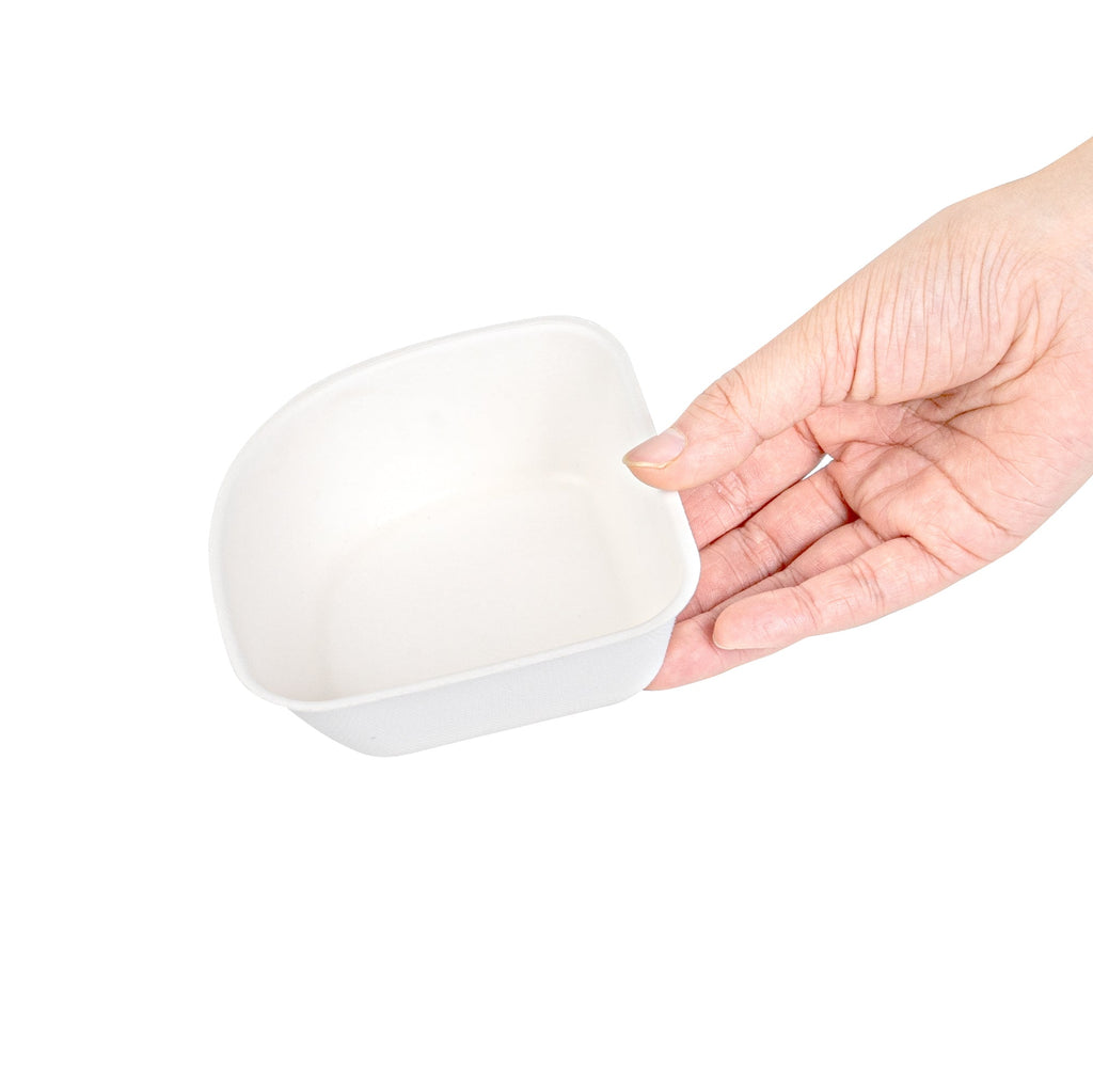 Pulp Safe Modular No PFAS Added 7 oz White Sugarcane / Bagasse Bowl - Home Compostable - 4" x 4" x 1 1/4" - 100 count box