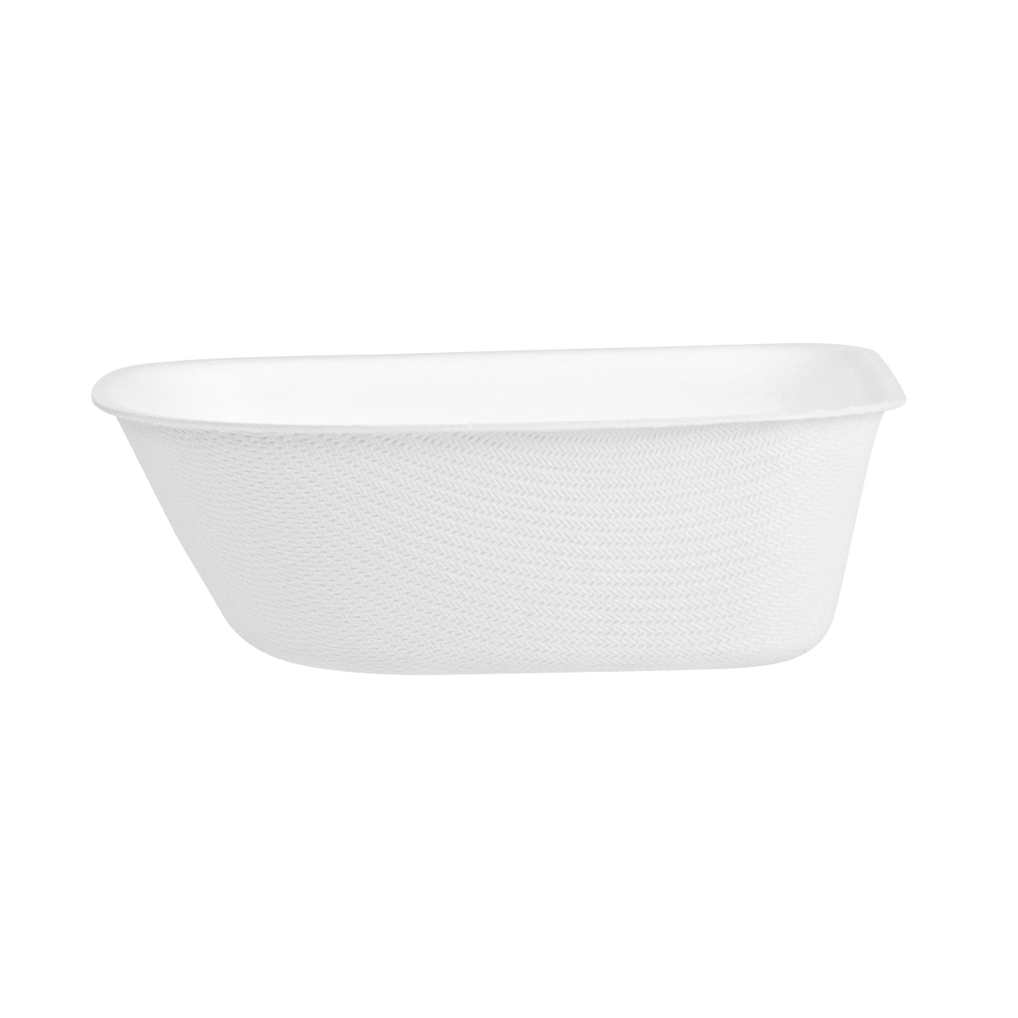 Pulp Safe Modular No PFAS Added 7 oz White Sugarcane / Bagasse Bowl - Home Compostable - 4" x 4" x 1 1/4" - 100 count box