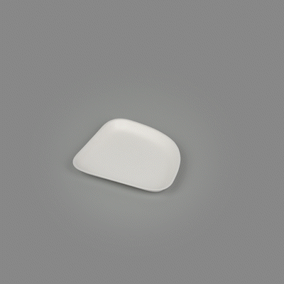 Pulp Safe Modular No PFAS Added White Sugarcane / Bagasse Plate - Home Compostable - 5 1/4" x 5 1/4" x 1/2" - 25 count box