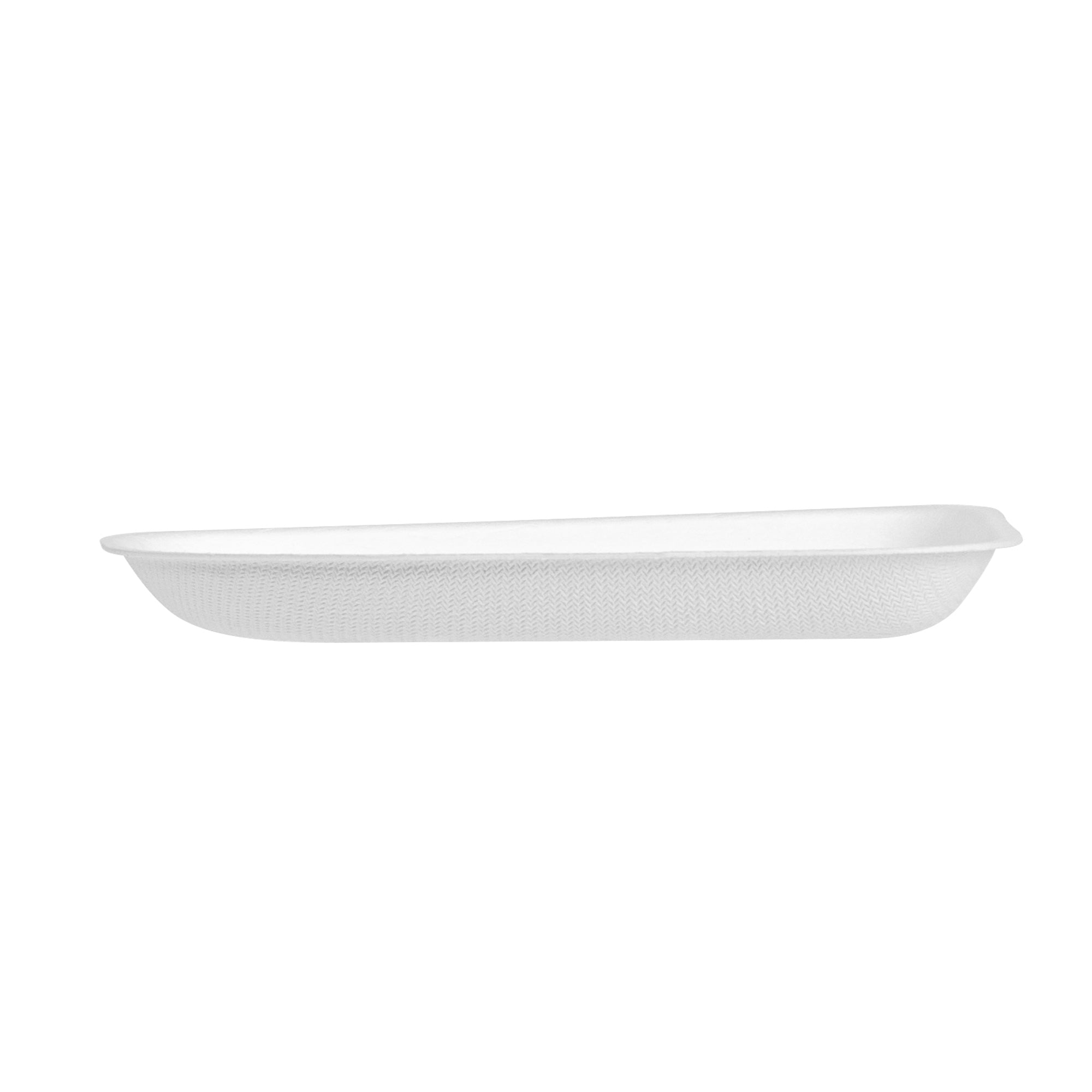 Pulp Safe Modular No PFAS Added White Sugarcane / Bagasse Plate - Home Compostable - 5 1/4" x 5 1/4" x 1/2" - 25 count box