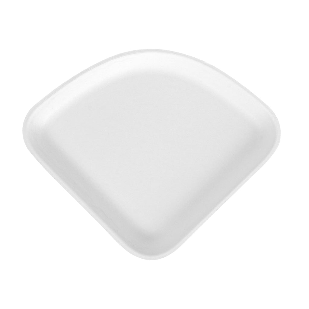 Pulp Safe Modular No PFAS Added White Sugarcane / Bagasse Plate - Home Compostable - 5 1/4" x 5 1/4" x 1/2" - 100 count box