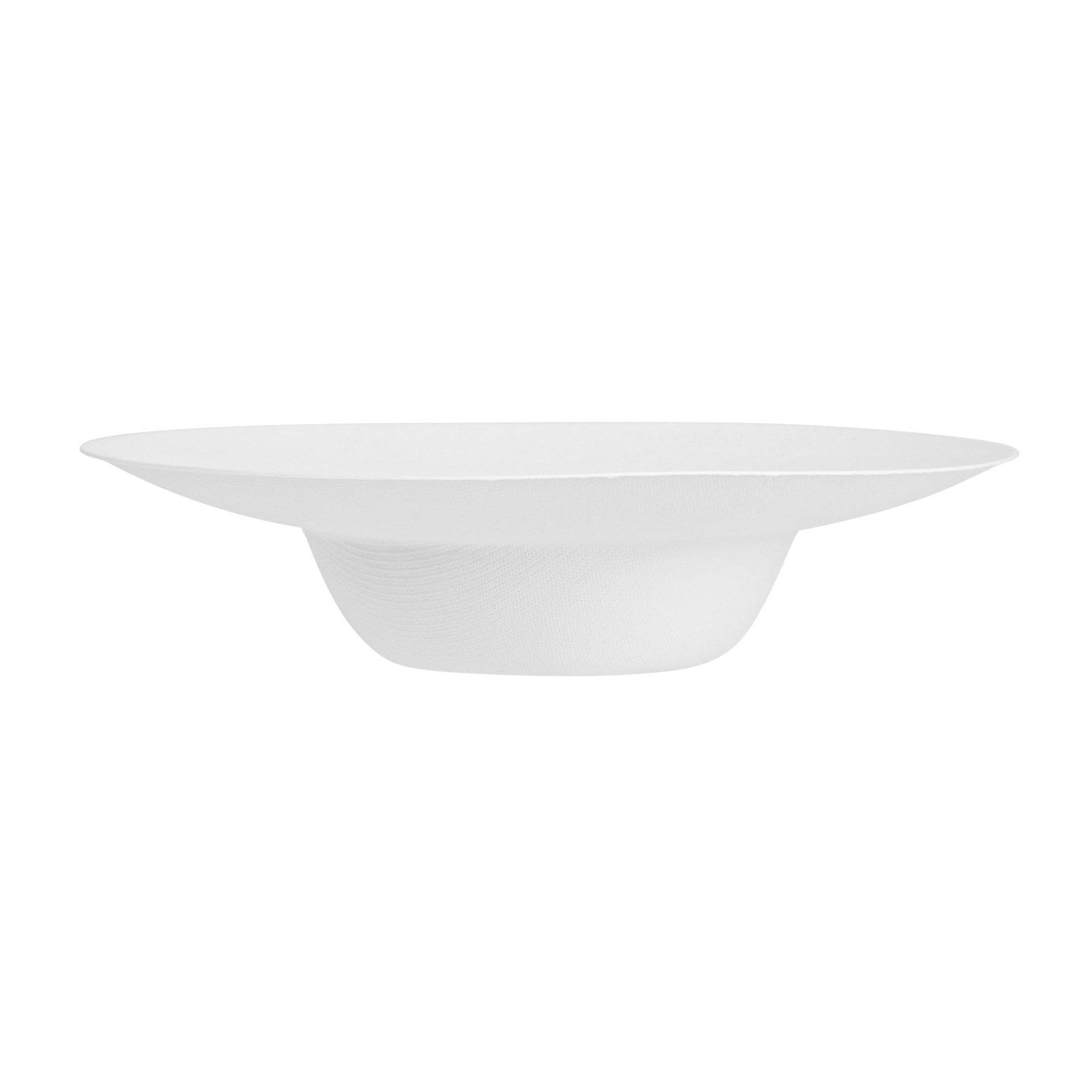 Pulp Safe No PFAS Added 10 oz White Sugarcane / Bagasse Salad Bowl / Dessert Plate - Home Compostable - 8 3/4" x 8 3/4" x 2" - 25 count box