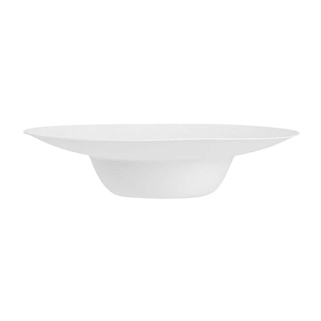 Pulp Safe No PFAS Added 10 oz White Sugarcane / Bagasse Salad Bowl / Dessert Plate - Home Compostable - 8 3/4" x 8 3/4" x 2" - 100 count box