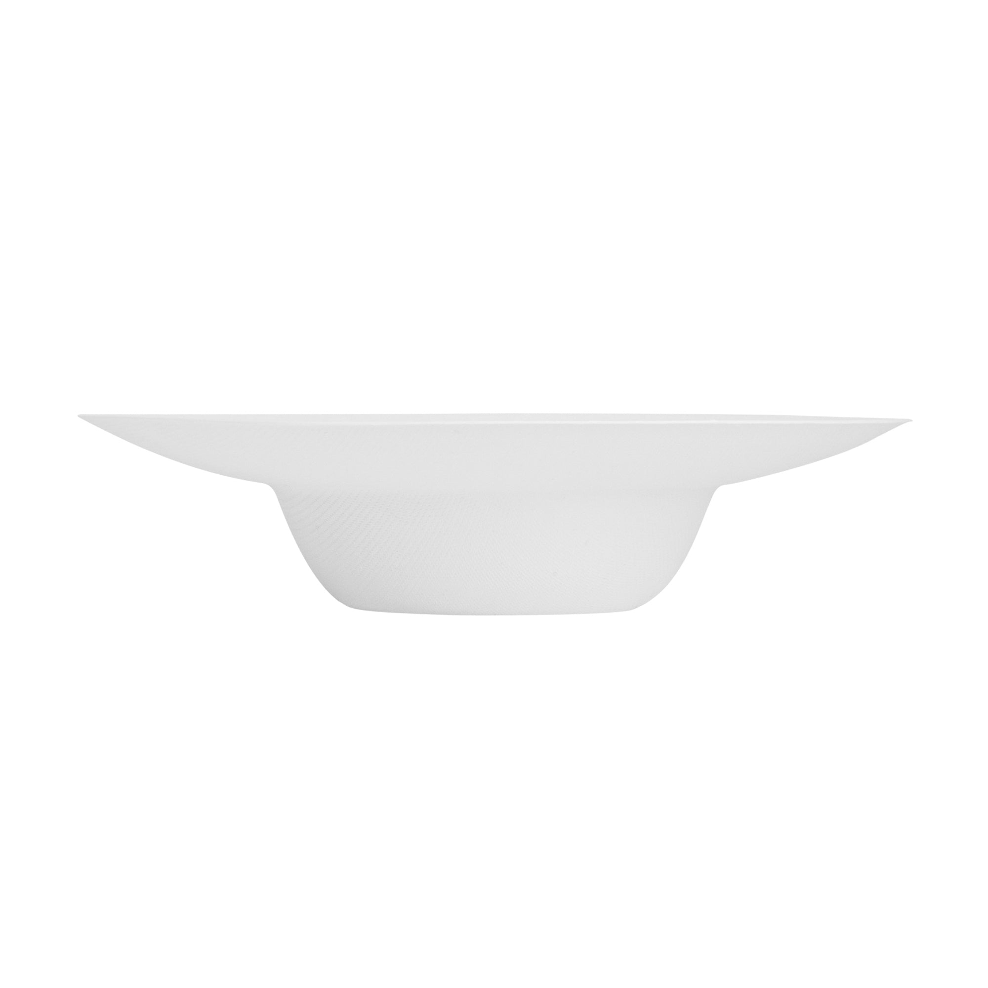 Pulp Safe No PFAS Added 10 oz White Sugarcane / Bagasse Salad Bowl / Dessert Plate - Home Compostable - 8 3/4" x 8 3/4" x 2" - 100 count box