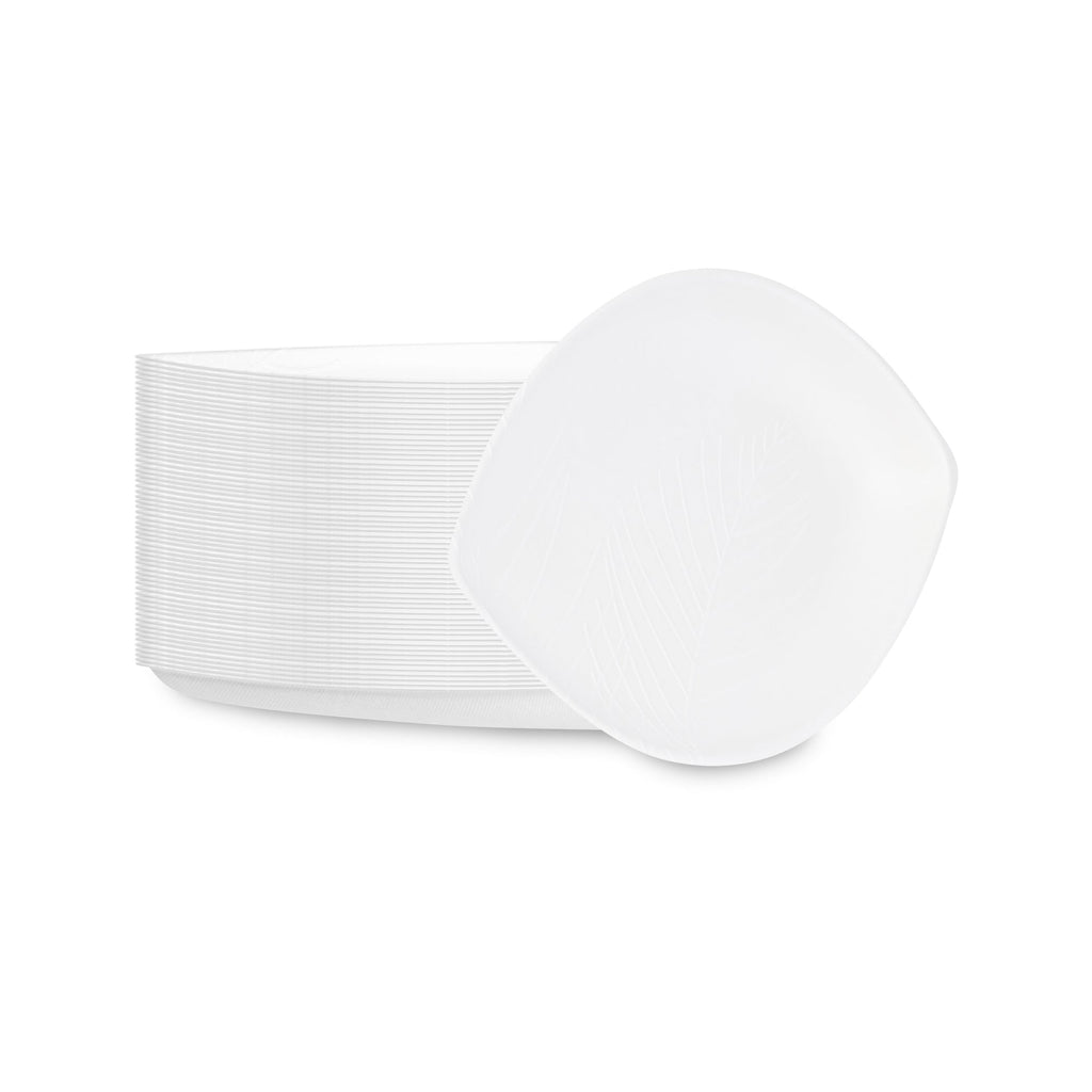 Pulp Safe Modular No PFAS Added White Sugarcane / Bagasse Tray - Home Compostable - 14" x 9 1/4" x 1 1/2" - 25 count box