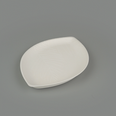 Pulp Safe Modular No PFAS Added White Sugarcane / Bagasse Tray - Home Compostable - 14" x 9 1/4" x 1 1/2" - 25 count box