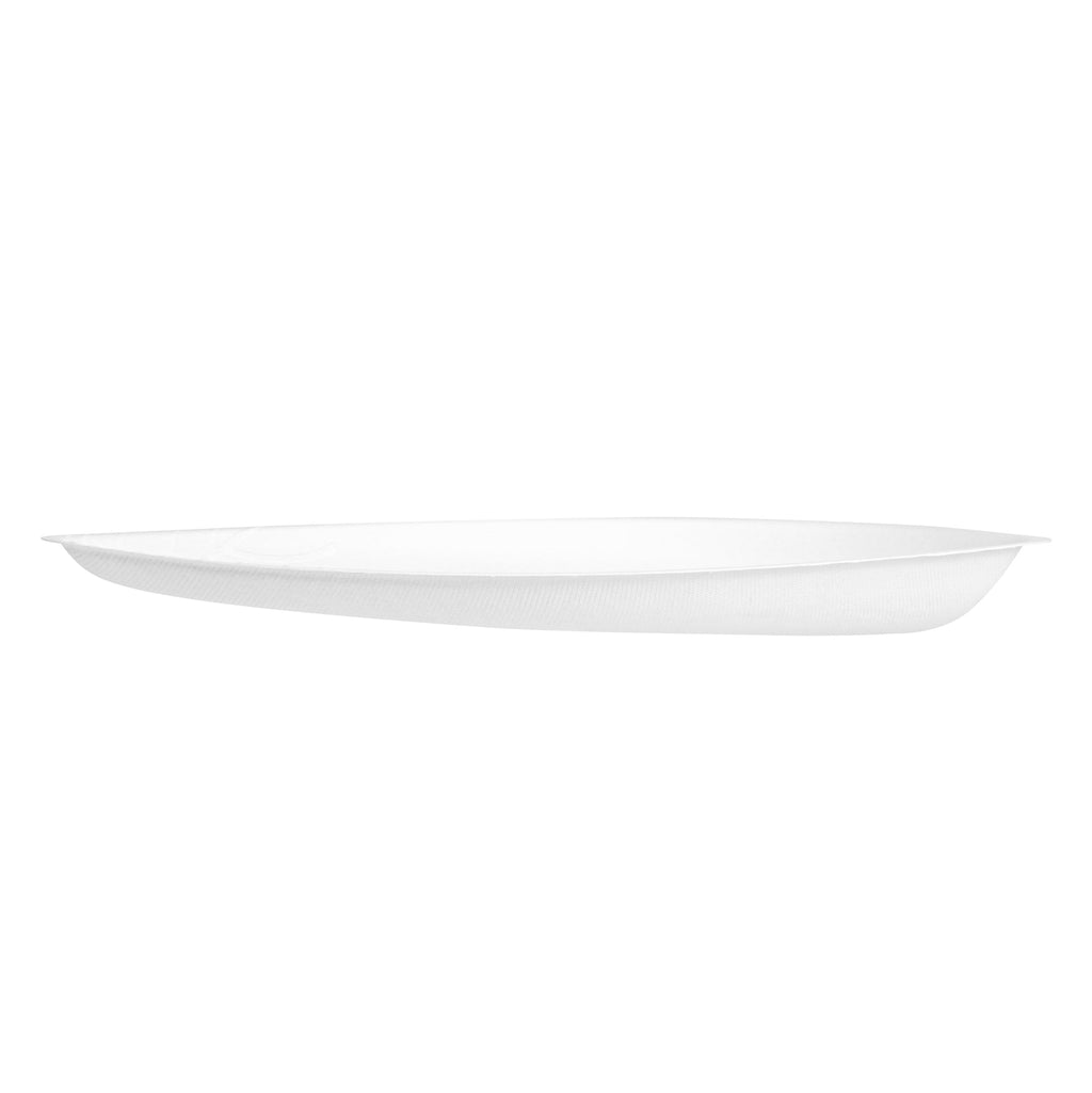 Pulp Safe Modular No PFAS Added White Sugarcane / Bagasse Tray - Home Compostable - 14" x 9 1/4" x 1 1/2" - 25 count box