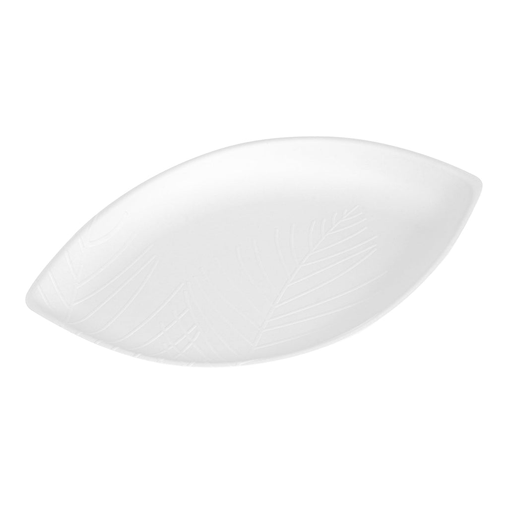 Pulp Safe Modular No PFAS Added White Sugarcane / Bagasse Tray - Home Compostable - 14" x 9 1/4" x 1 1/2" - 25 count box