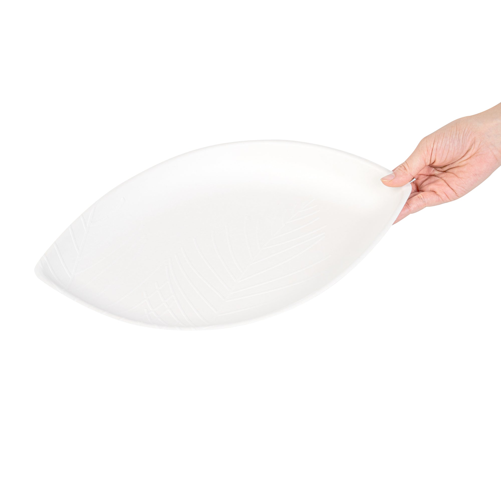 Pulp Safe Modular No PFAS Added White Sugarcane / Bagasse Tray - Home Compostable - 14" x 9 1/4" x 1 1/2" - 100 count box