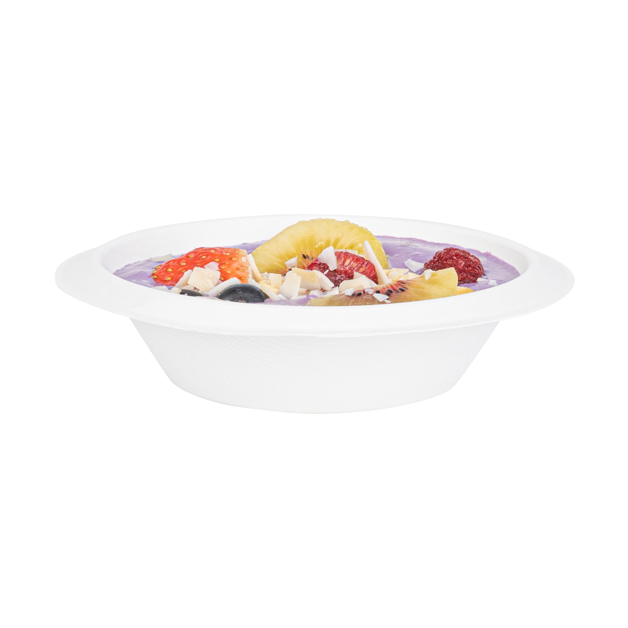 Pulp Safe No PFAS Added 7 oz Oval White Sugarcane / Bagasse Bowl - Home Compostable - 6" x 5" x 1 1/2" - 25 count box