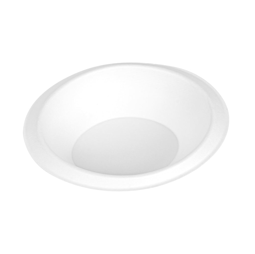 Pulp Safe No PFAS Added 7 oz Oval White Sugarcane / Bagasse Bowl - Home Compostable - 6" x 5" x 1 1/2" - 25 count box