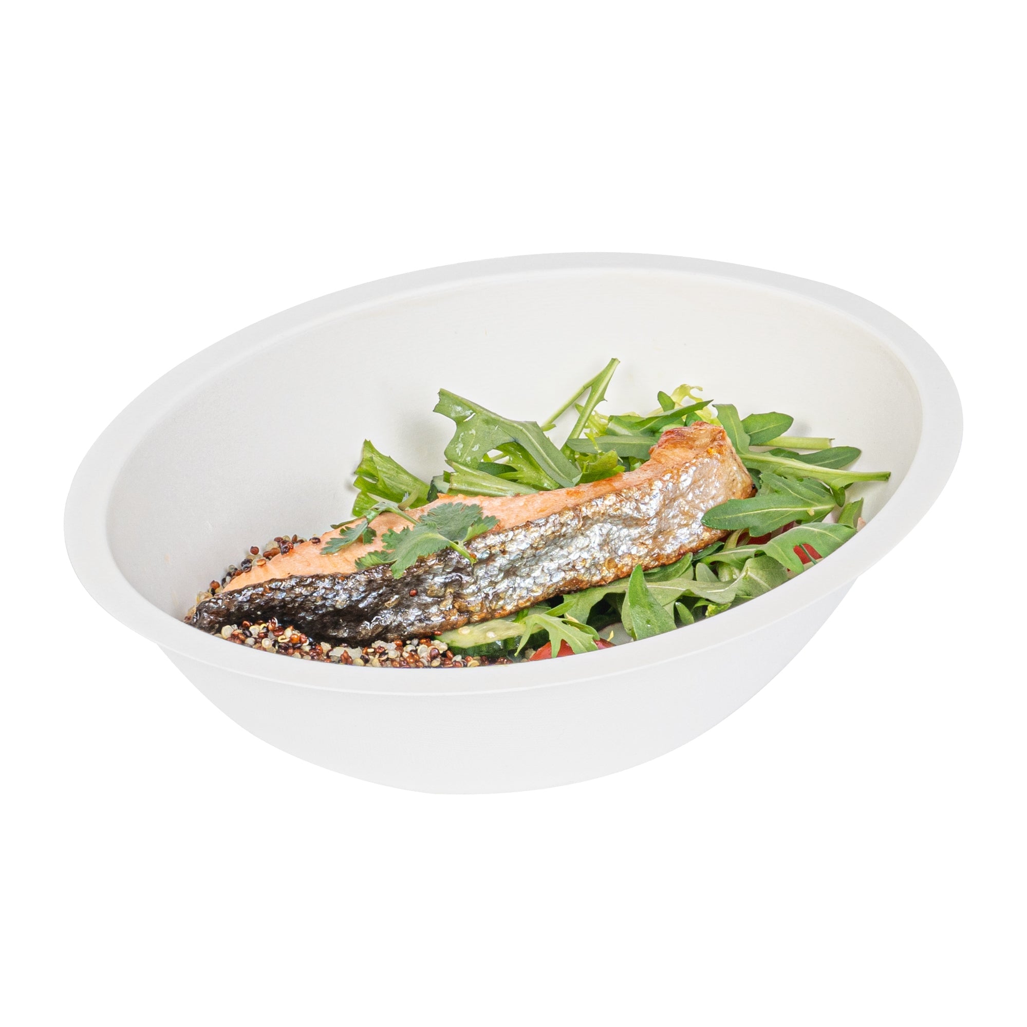 Pulp Safe No PFAS Added 27 oz Oval White Sugarcane / Bagasse Bowl - Home Compostable - 8 3/4" x 6 3/4" x 3 1/4" - 25 count box