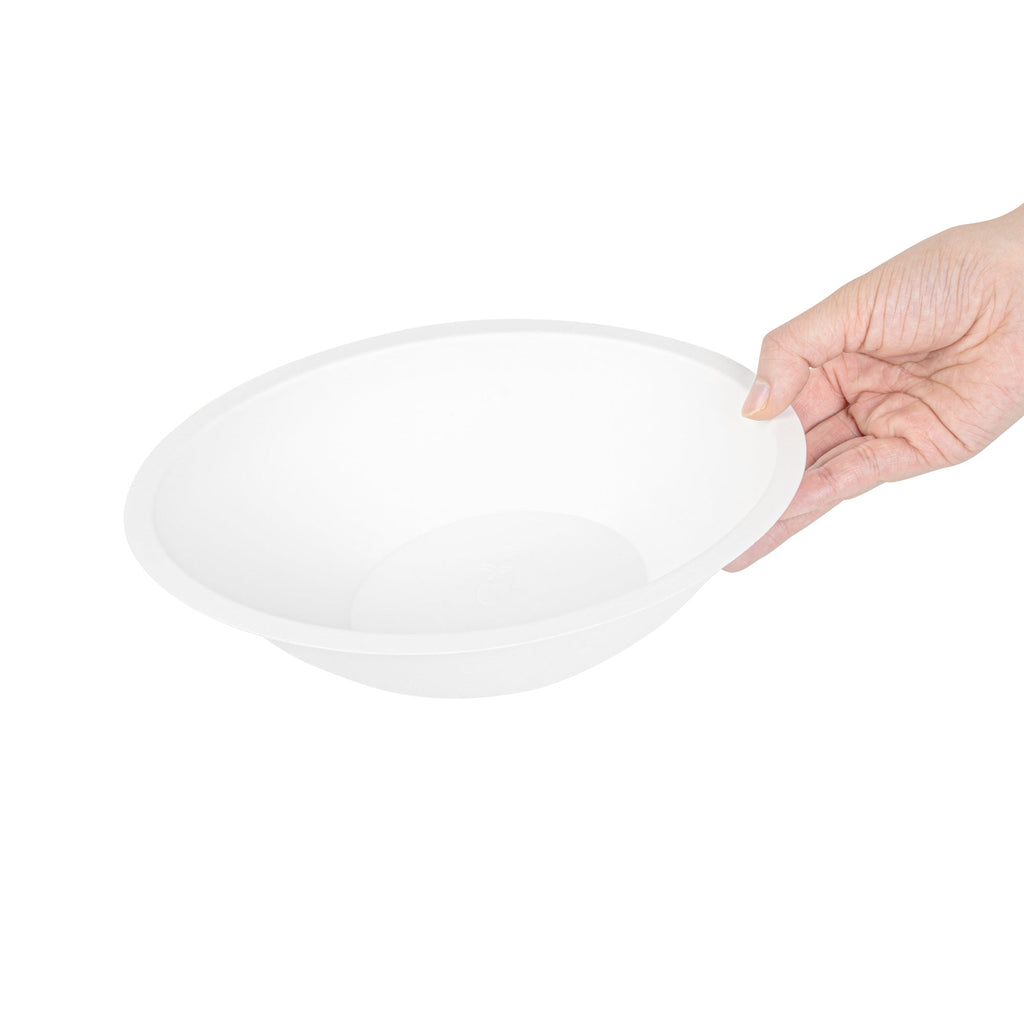 Pulp Safe No PFAS Added 27 oz Oval White Sugarcane / Bagasse Bowl - Home Compostable - 8 3/4" x 6 3/4" x 3 1/4" - 25 count box