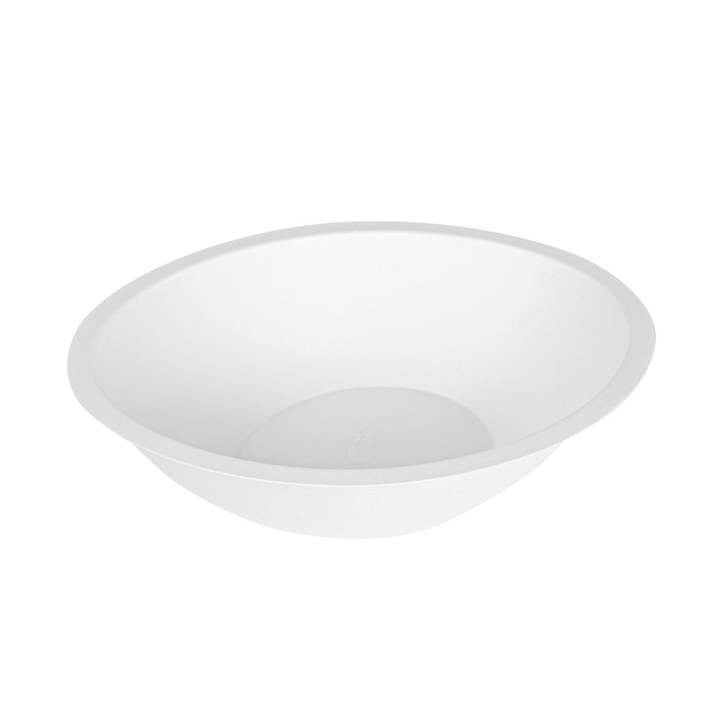 Pulp Safe No PFAS Added 27 oz Oval White Sugarcane / Bagasse Bowl - Home Compostable - 8 3/4" x 6 3/4" x 3 1/4" - 25 count box