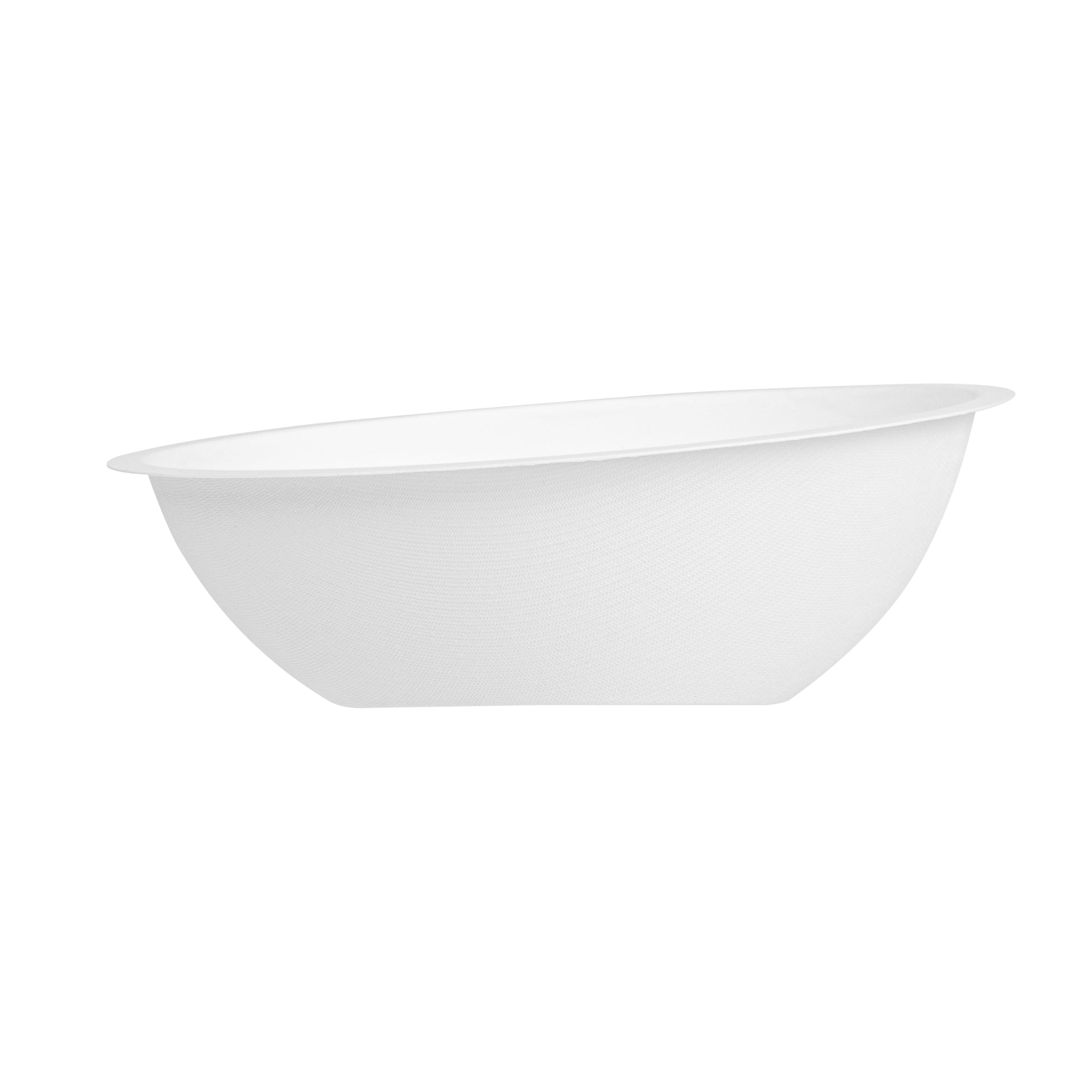 Pulp Safe No PFAS Added 27 oz Oval White Sugarcane / Bagasse Bowl - Home Compostable - 8 3/4" x 6 3/4" x 3 1/4" - 100 count box