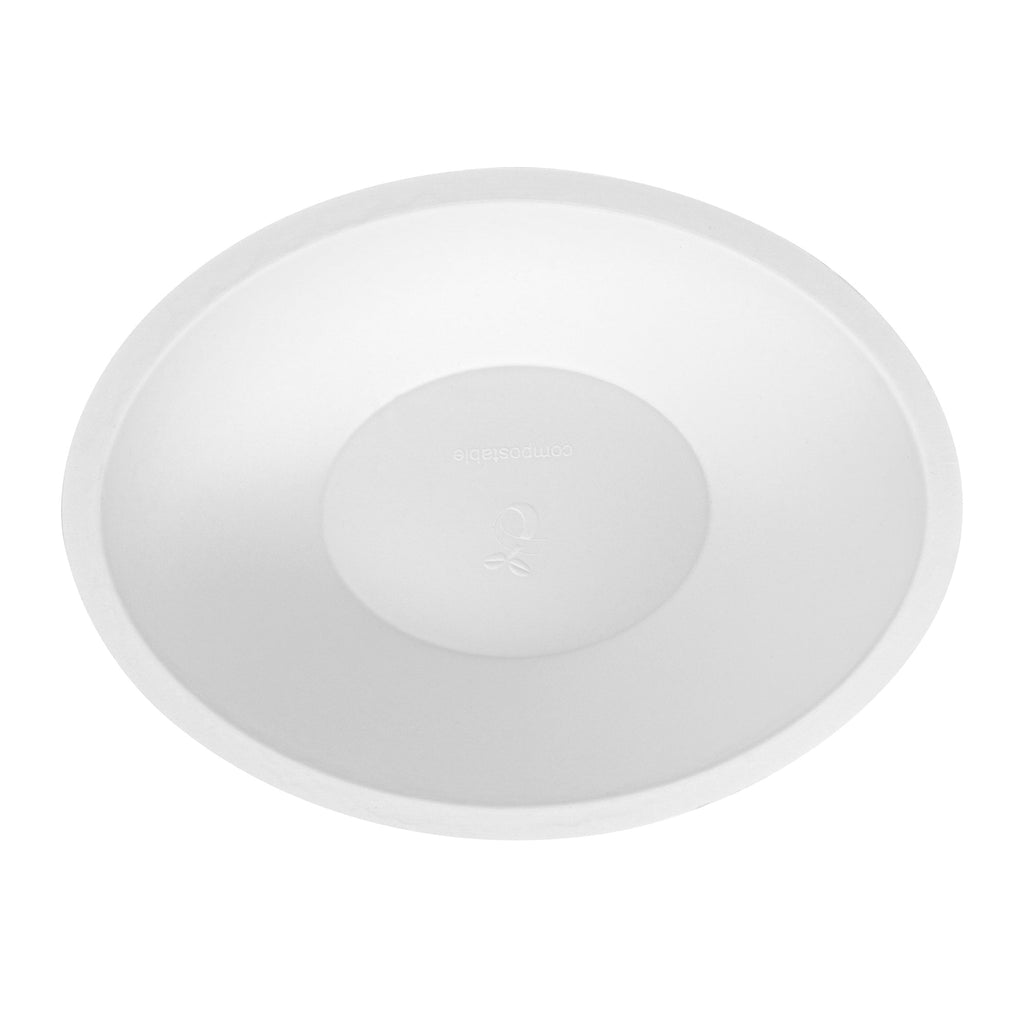 Pulp Safe No PFAS Added 16 oz Oval White Sugarcane / Bagasse Bowl - Home Compostable - 8 3/4" x 6 3/4" x 2 1/4" - 100 count box