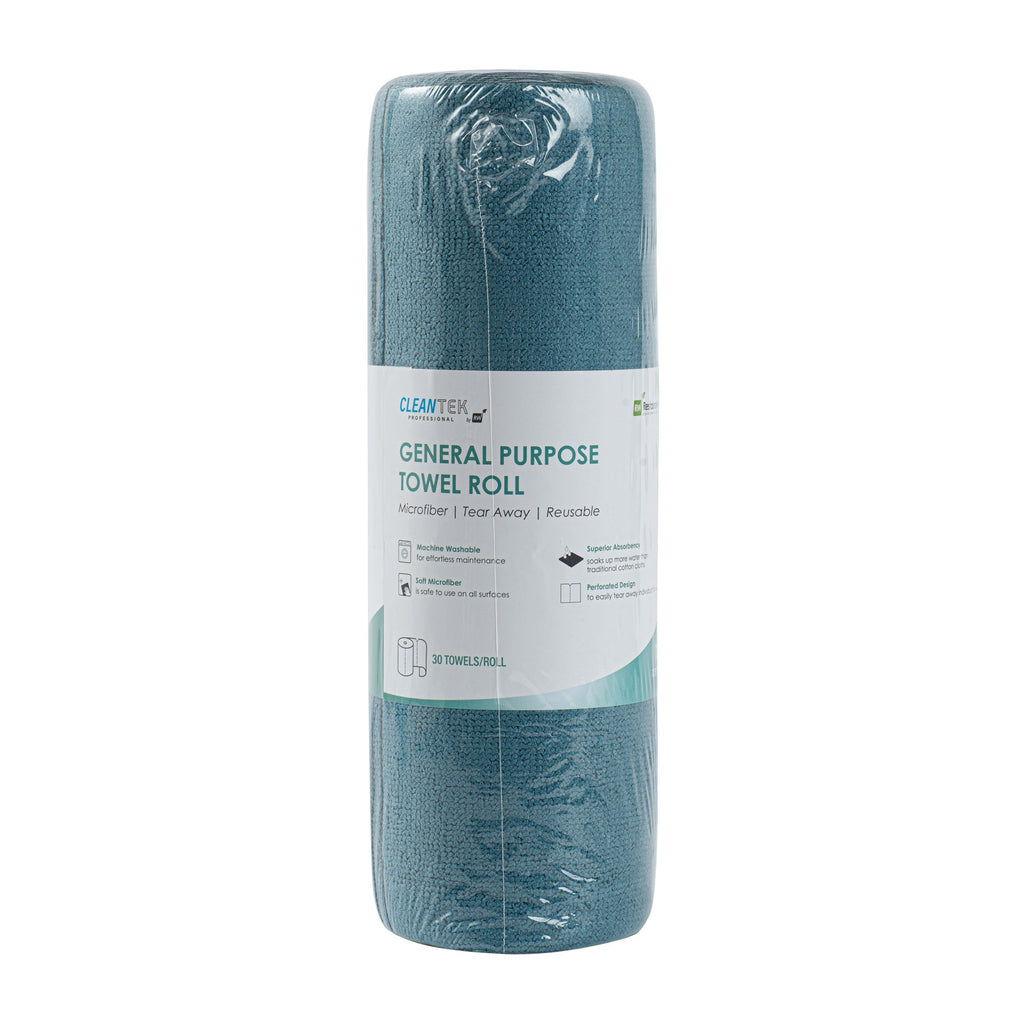 Clean Tek Professional Teal Microfiber General Purpose Towel Roll - Tear Away - 11 3/4" x 11 3/4" - 300 count box