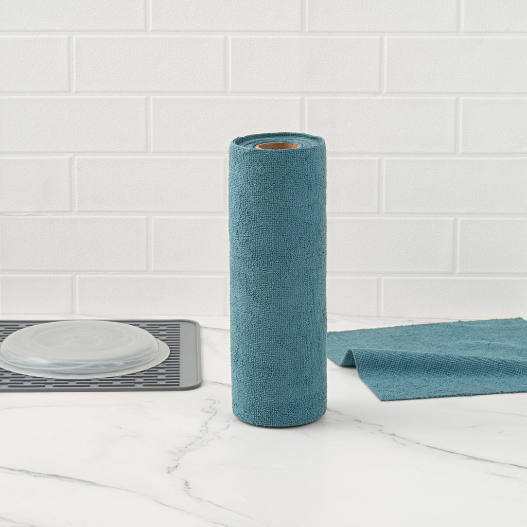 Clean Tek Professional Teal Microfiber General Purpose Towel Roll - Tear Away - 11 3/4" x 11 3/4" - 300 count box