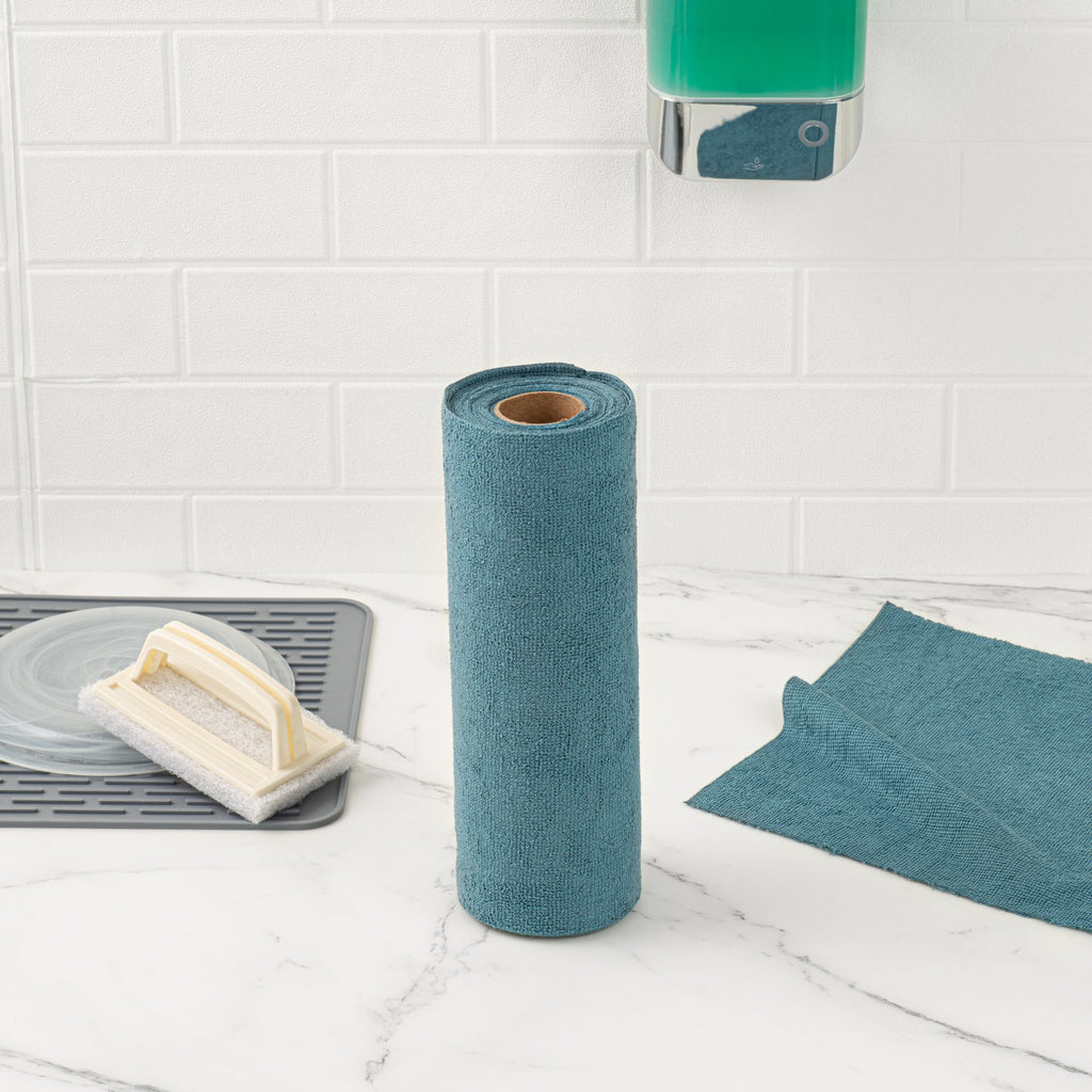 Clean Tek Professional Teal Microfiber General Purpose Towel Roll - Tear Away - 11 3/4" x 11 3/4" - 300 count box