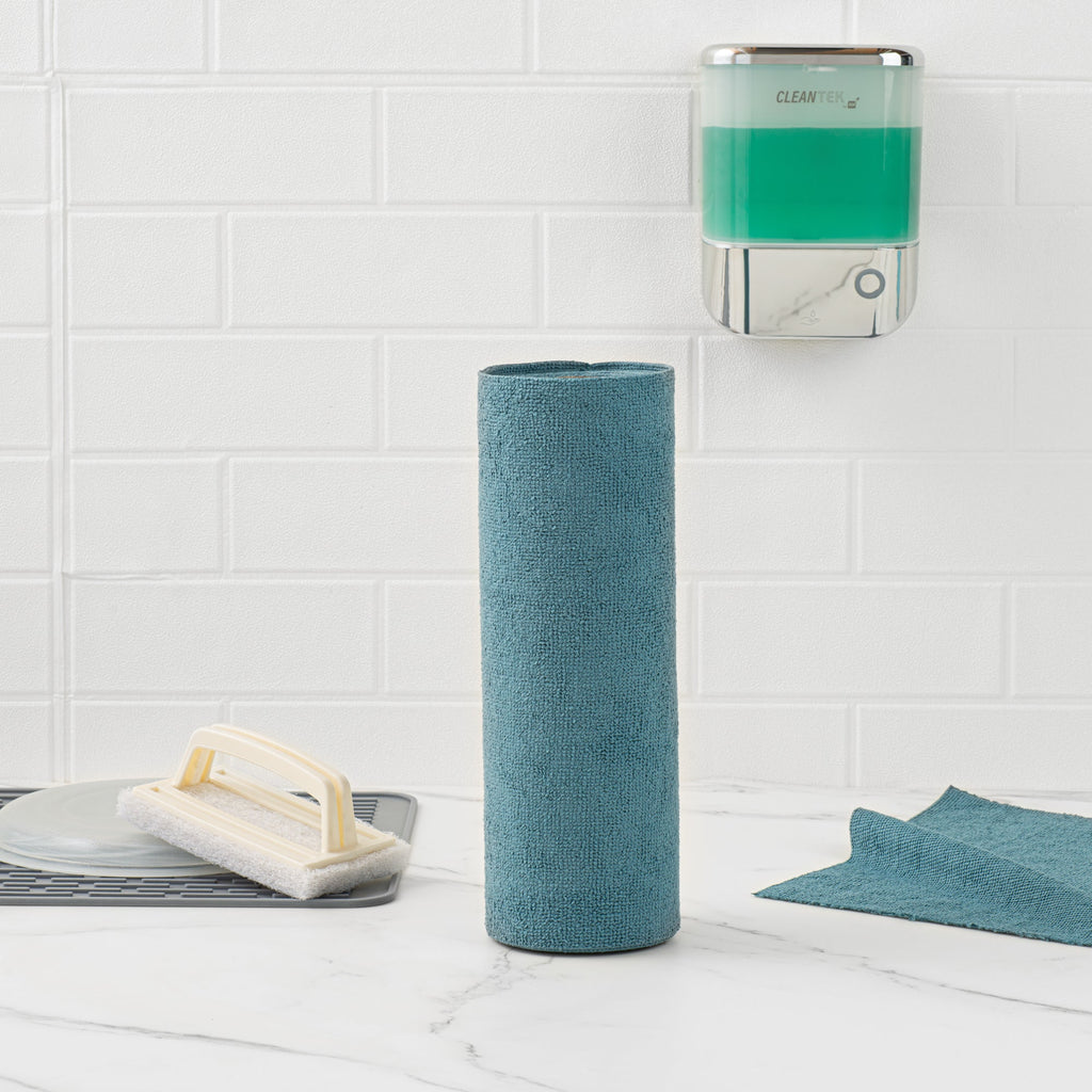 Clean Tek Professional Teal Microfiber General Purpose Towel Roll - Tear Away - 11 3/4" x 11 3/4" - 300 count box