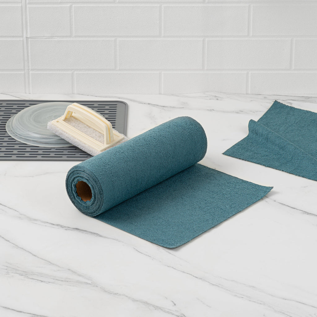 Clean Tek Professional Teal Microfiber General Purpose Towel Roll - Tear Away - 11 3/4" x 11 3/4" - 300 count box