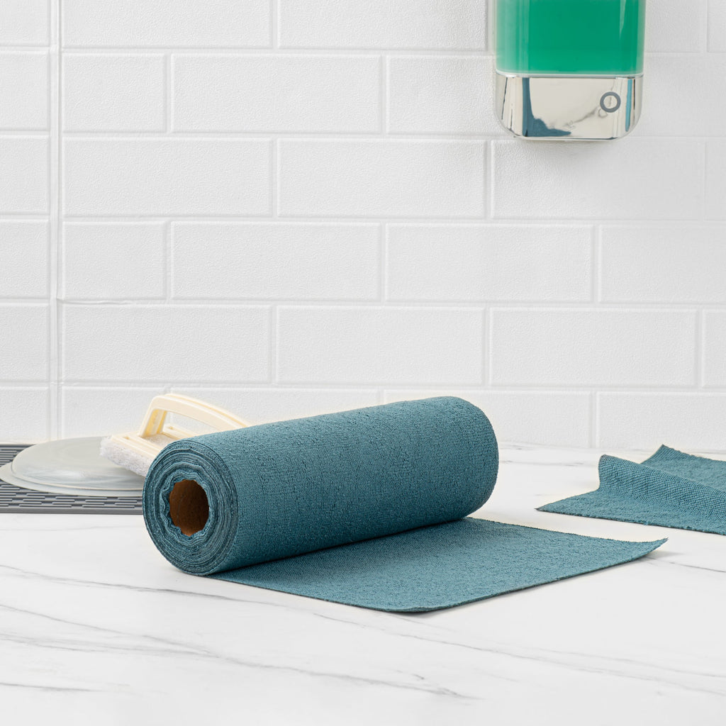 Clean Tek Professional Teal Microfiber General Purpose Towel Roll - Tear Away - 11 3/4" x 11 3/4" - 300 count box