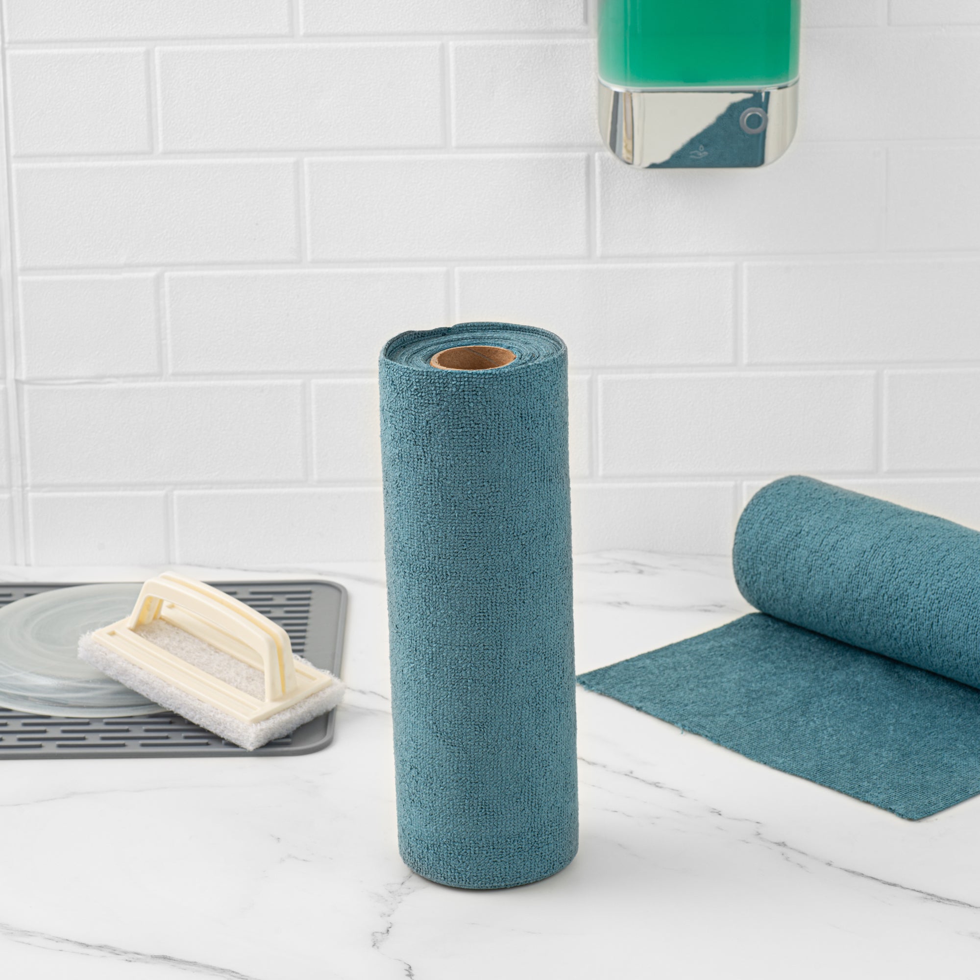 Clean Tek Professional Teal Microfiber General Purpose Towel Roll - Tear Away - 11 3/4" x 11 3/4" - 300 count box