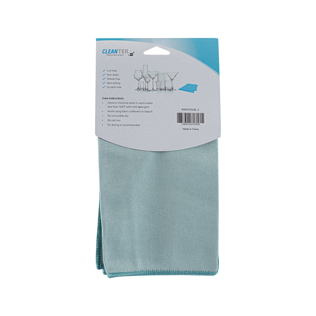 Clean Tek Professional Light Blue Microfiber Glass Cleaning Cloth - 11 3/4" x 11 3/4" - 100 count box
