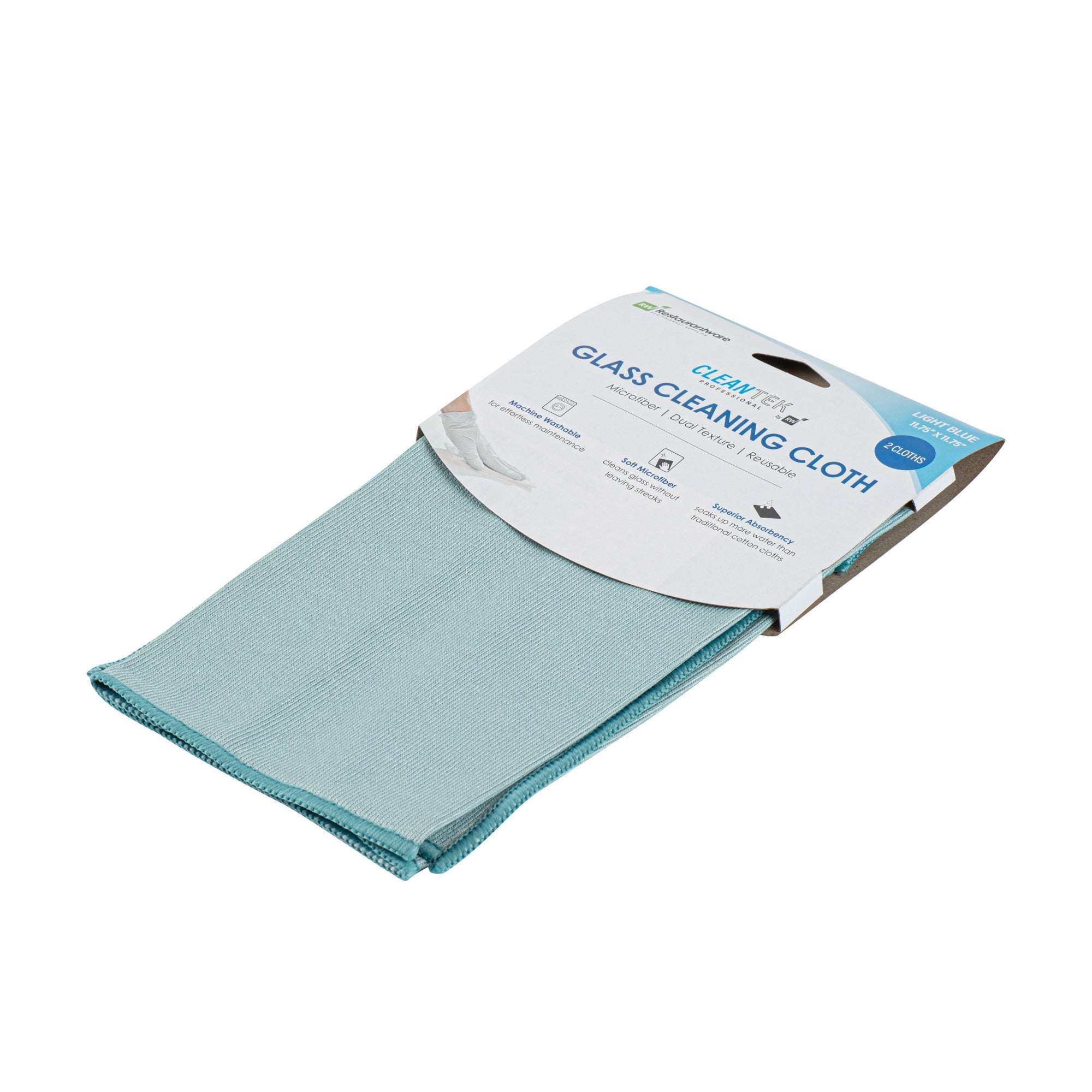 Clean Tek Professional Light Blue Microfiber Glass Cleaning Cloth - 11 3/4" x 11 3/4" - 100 count box
