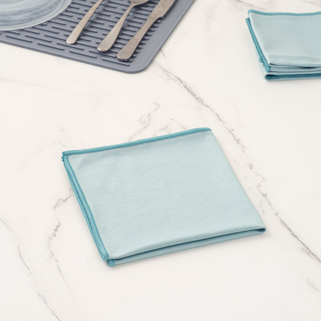 Clean Tek Professional Light Blue Microfiber Glass Cleaning Cloth - 15 3/4" x 15 3/4" - 2 count box