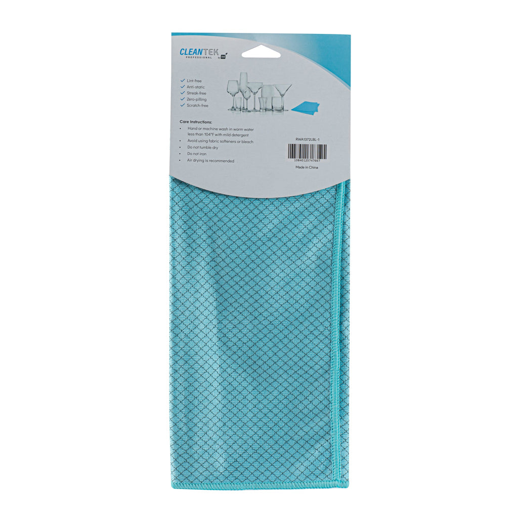 Clean Tek Professional Light Blue Microfiber Glass Cleaning Cloth - Diamond Weave - 15 3/4" x 15 3/4" - 1 count box