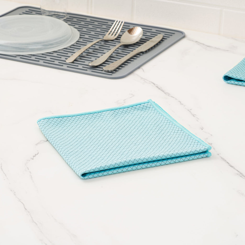Clean Tek Professional Light Blue Microfiber Glass Cleaning Cloth - Diamond Weave - 15 3/4" x 15 3/4" - 1 count box
