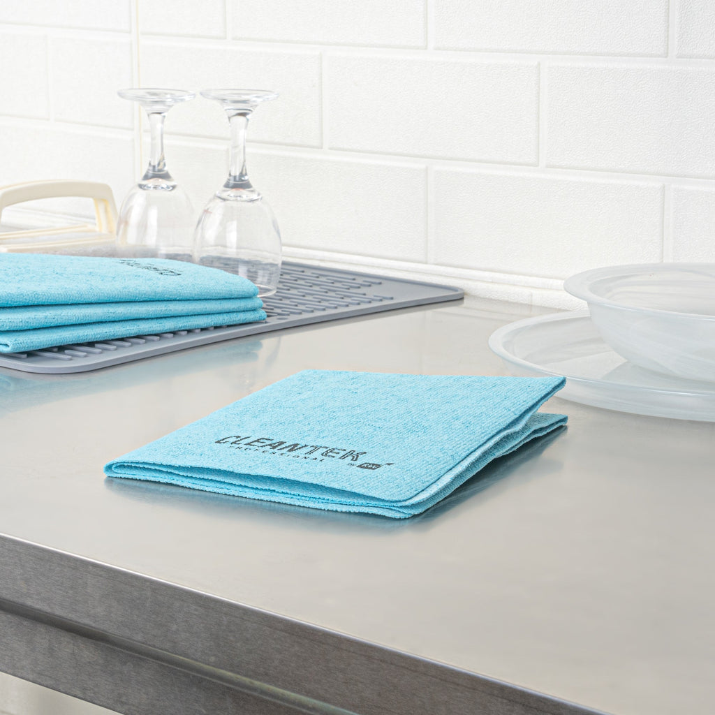Clean Tek Professional Blue Microfiber Cleaning / Drying Cloth - 13'' x 15'' - 5 count box
