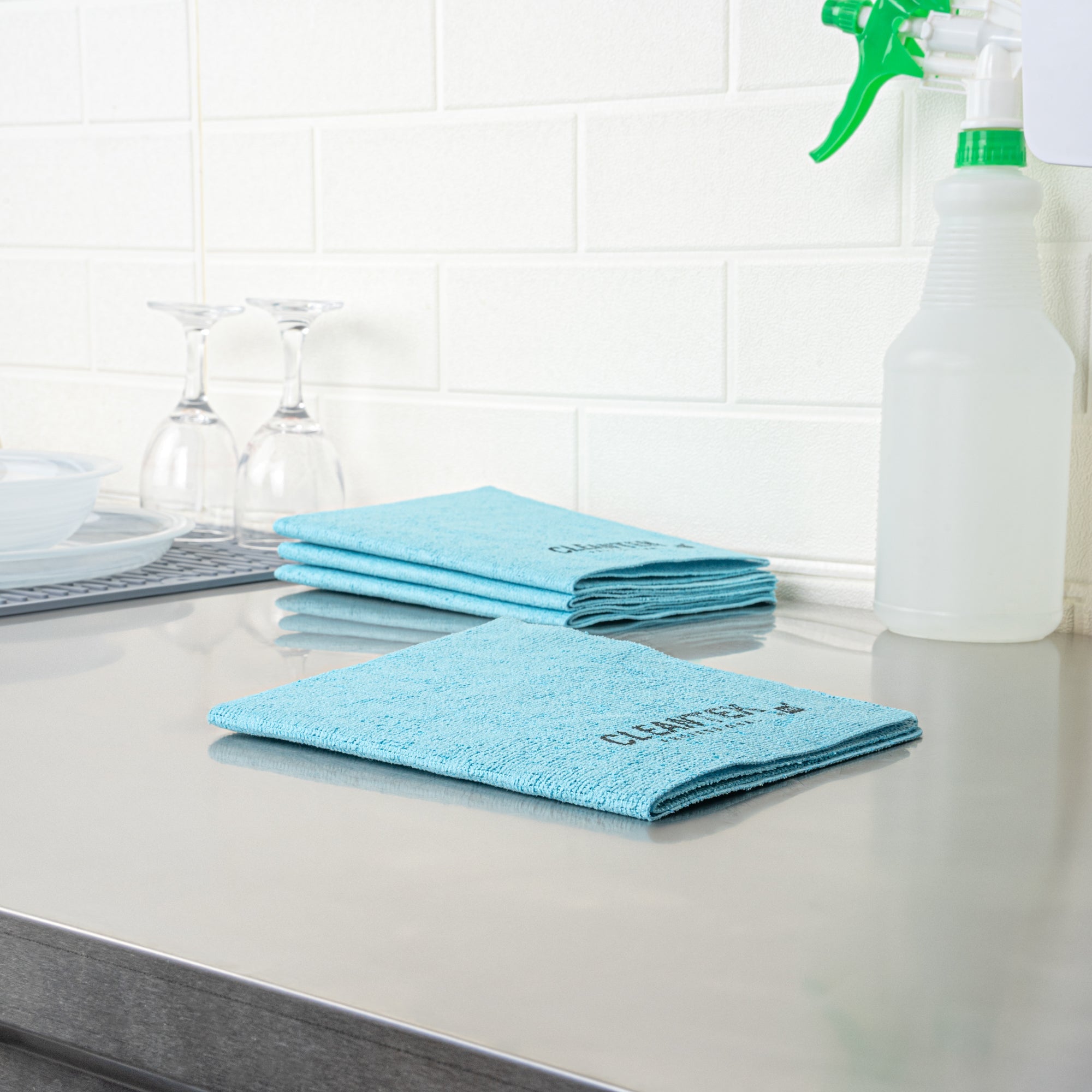 Clean Tek Professional Blue Microfiber Cleaning / Drying Cloth - 13'' x 15'' - 100 count box