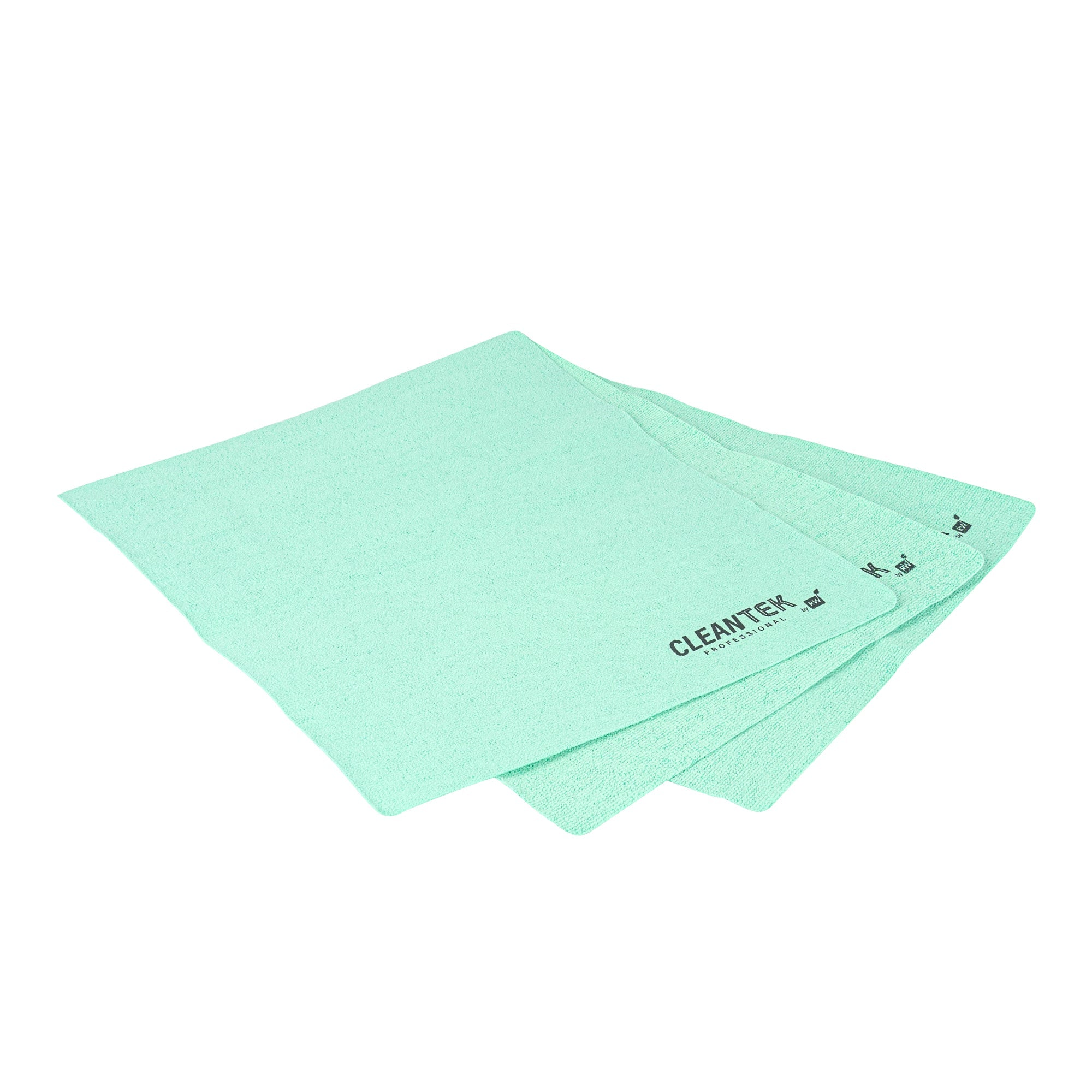 Clean Tek Professional Green Microfiber Cleaning / Drying Cloth - 13'' x 15'' - 5 count box