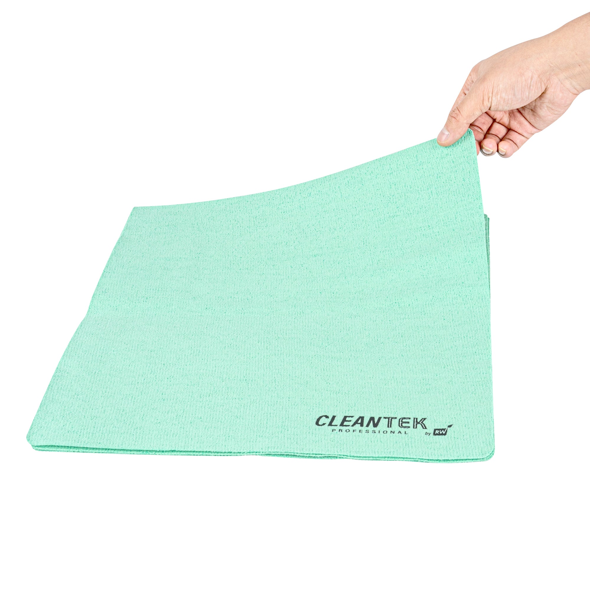 Clean Tek Professional Green Microfiber Cleaning / Drying Cloth - 13'' x 15'' - 5 count box