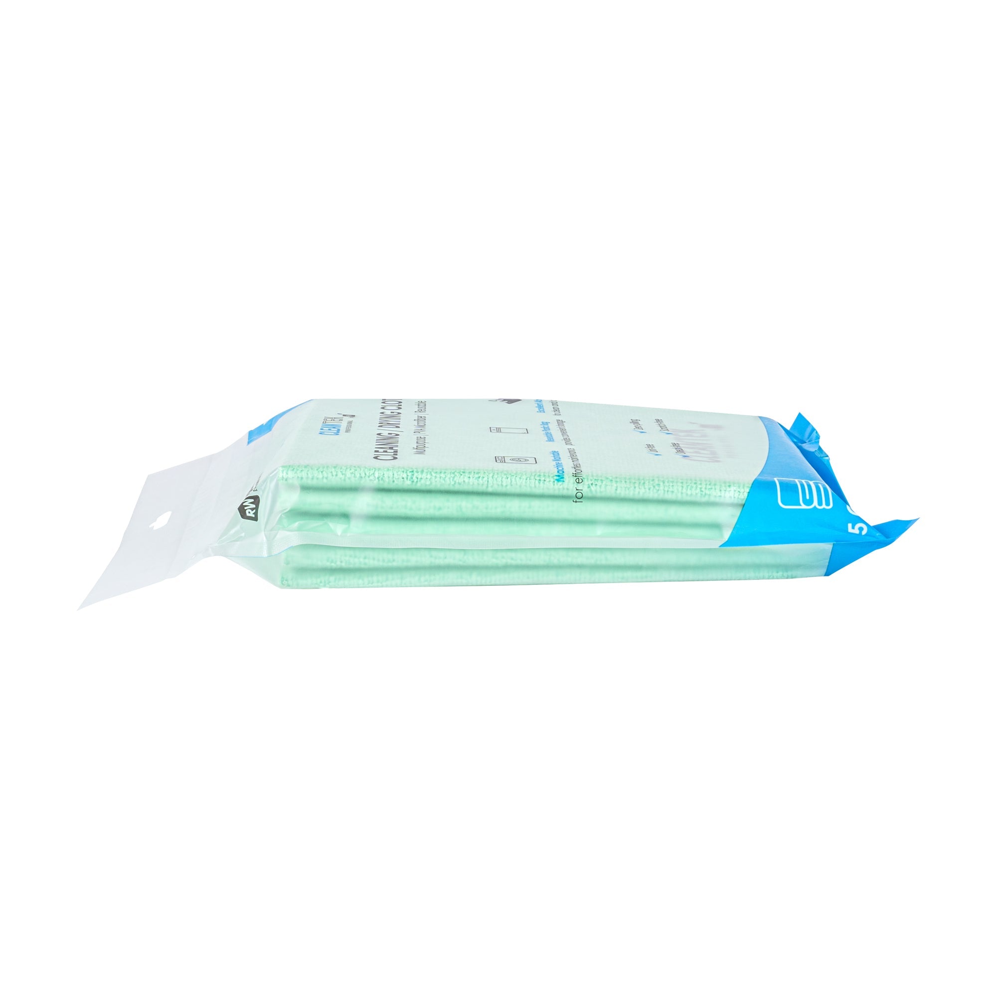 Clean Tek Professional Green Microfiber Cleaning / Drying Cloth - 13'' x 15'' - 5 count box