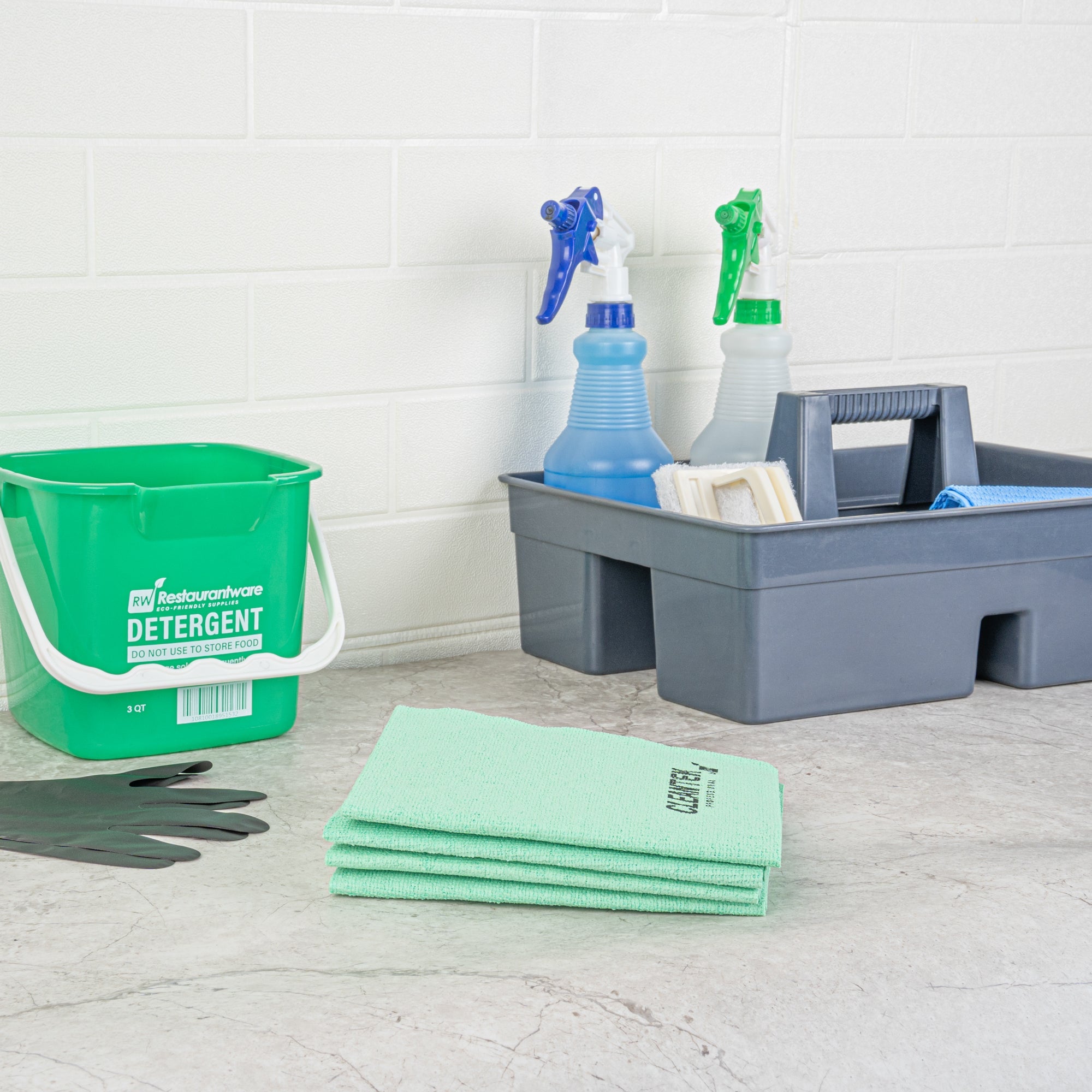 Clean Tek Professional Green Microfiber Cleaning / Drying Cloth - 13'' x 15'' - 5 count box